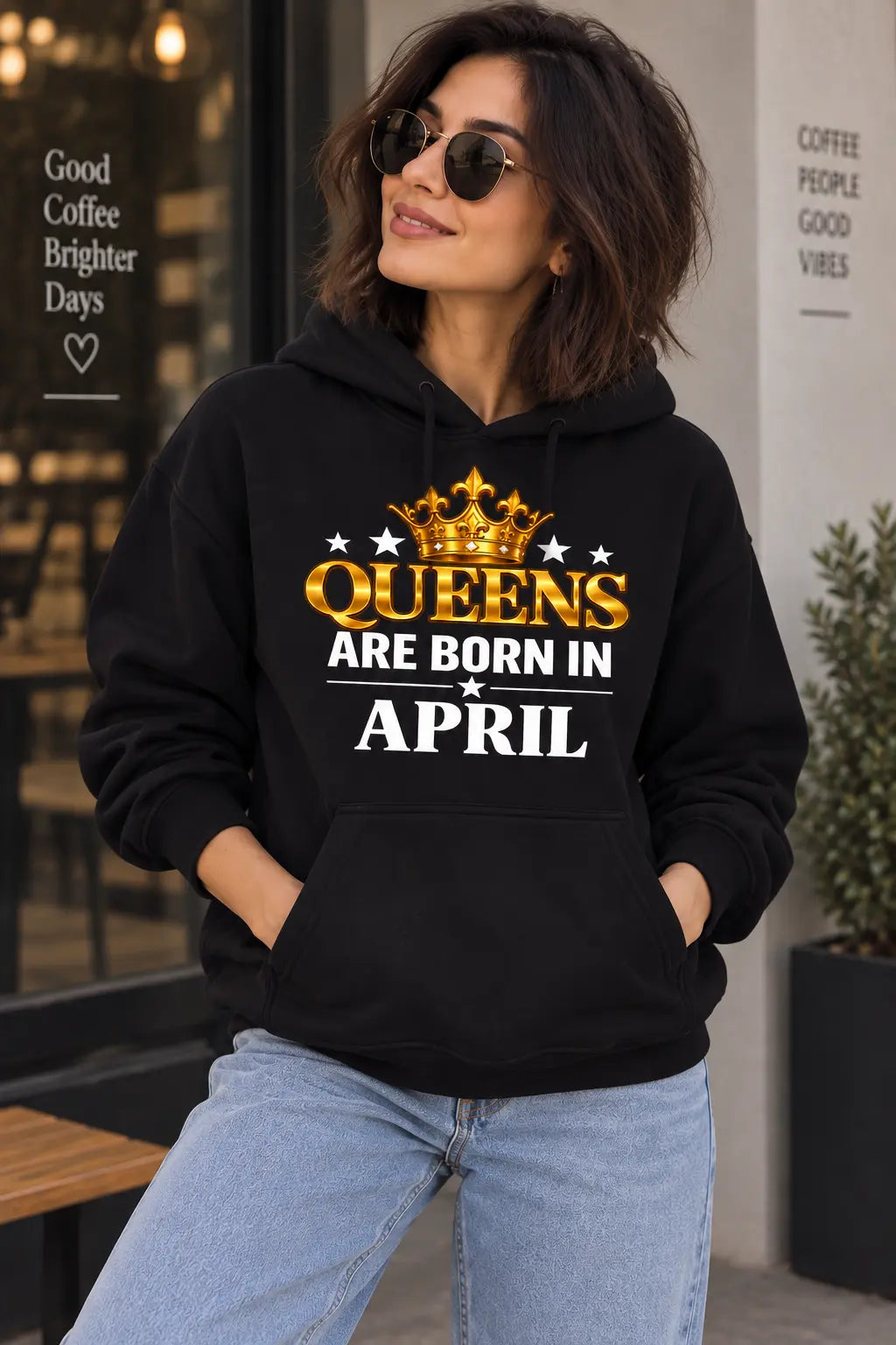 Queens are born in April Black hoodie