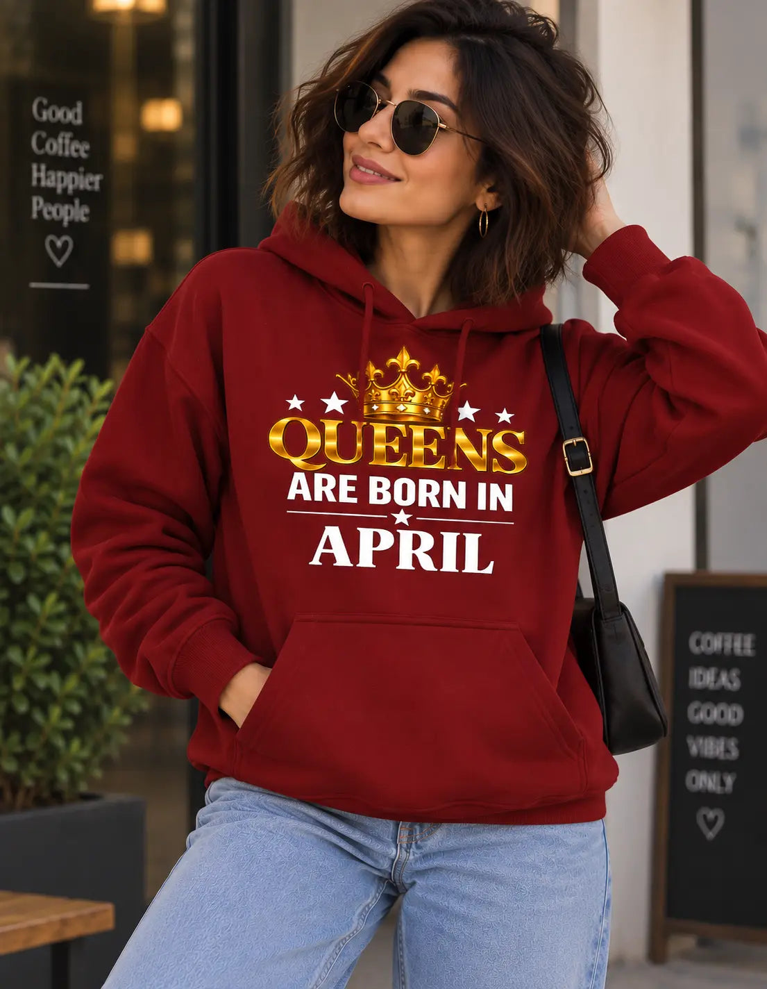 Queens are born in April Red hoodie