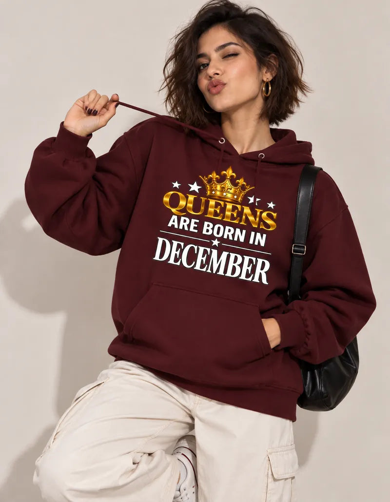 Queens are born in December Maroon hoodie