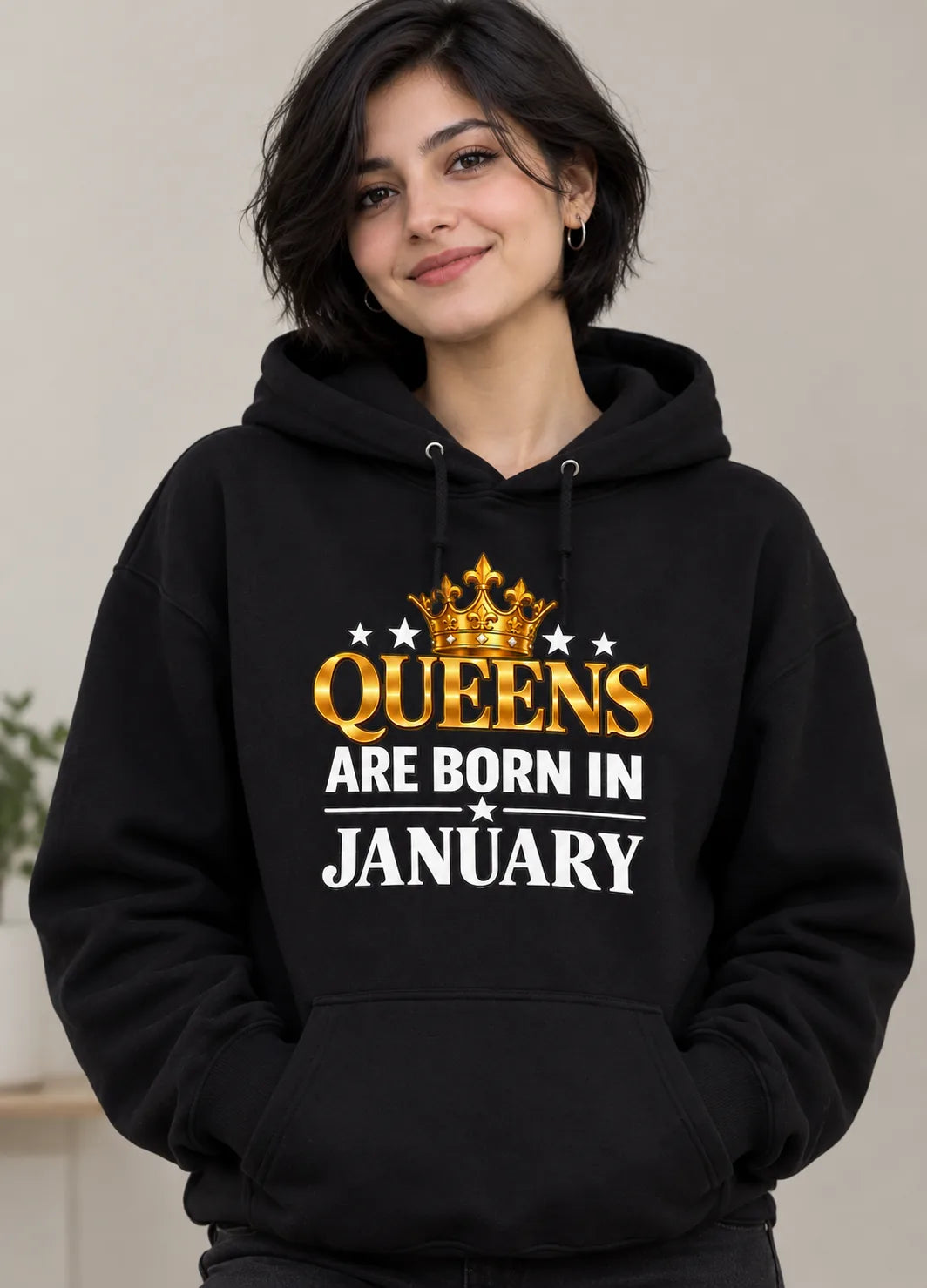Queens are born in January black hoodie