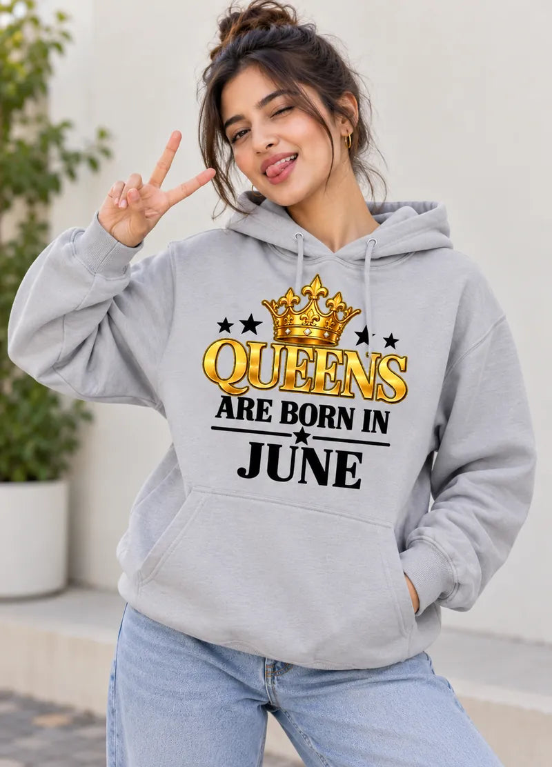 Queens are born in June Grey hoodie