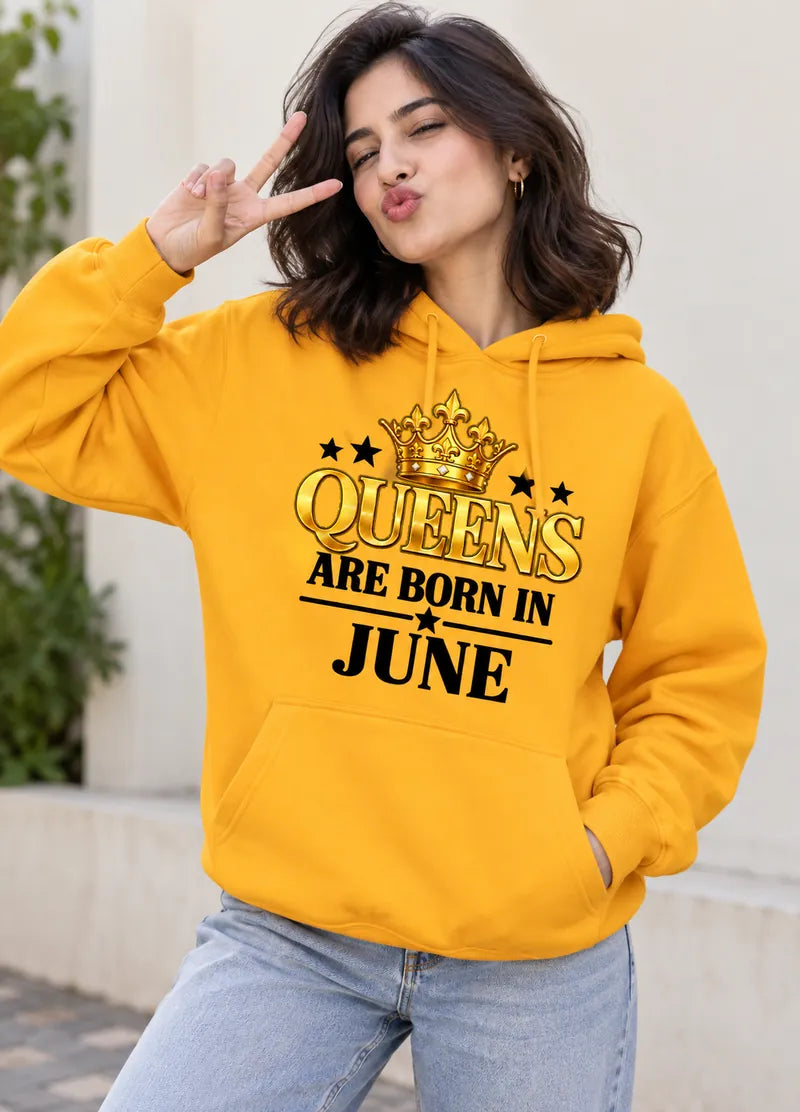 Queens are born in June Yellow hoodie