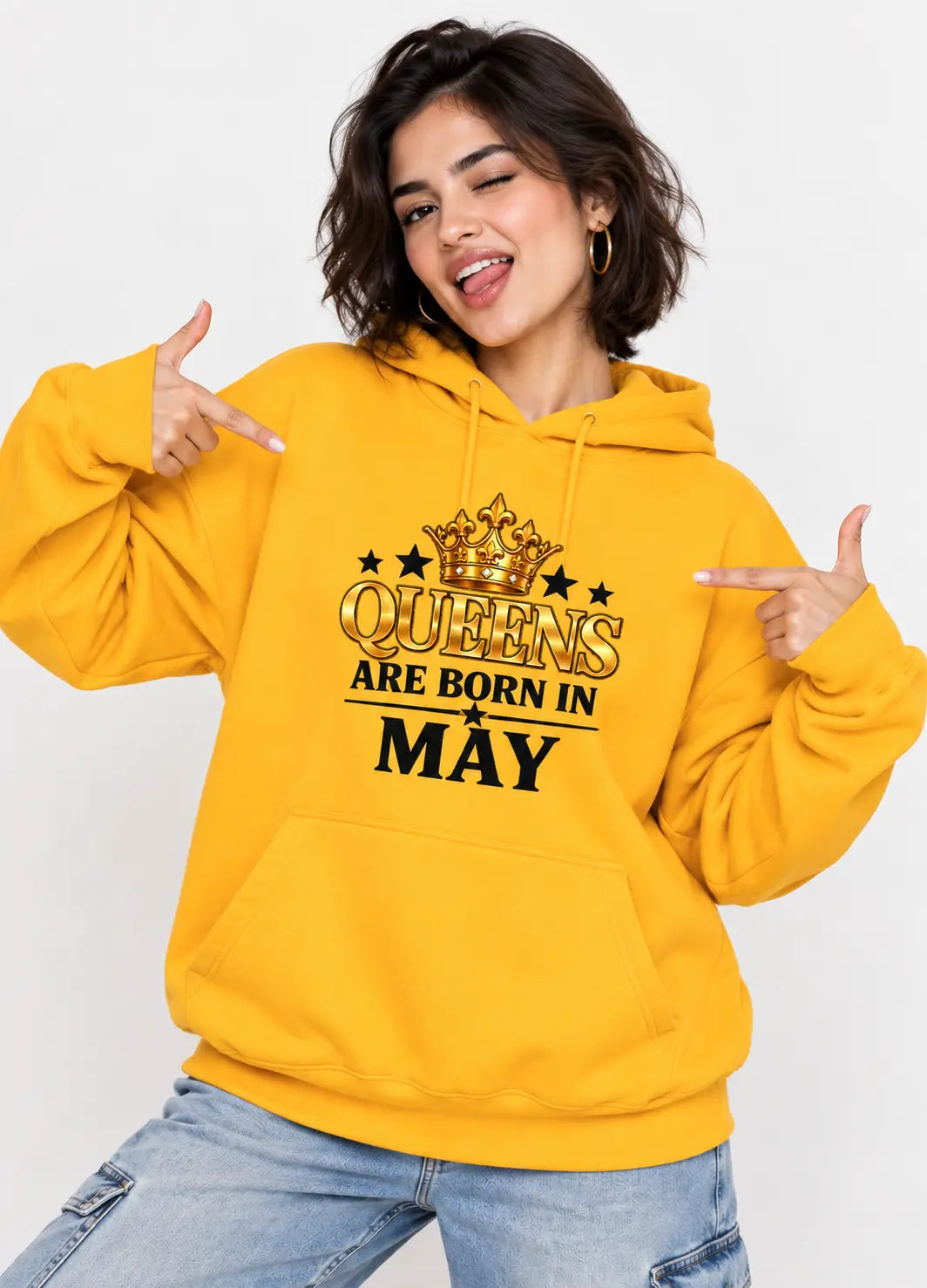 Queens are born in May Yellow hoodie