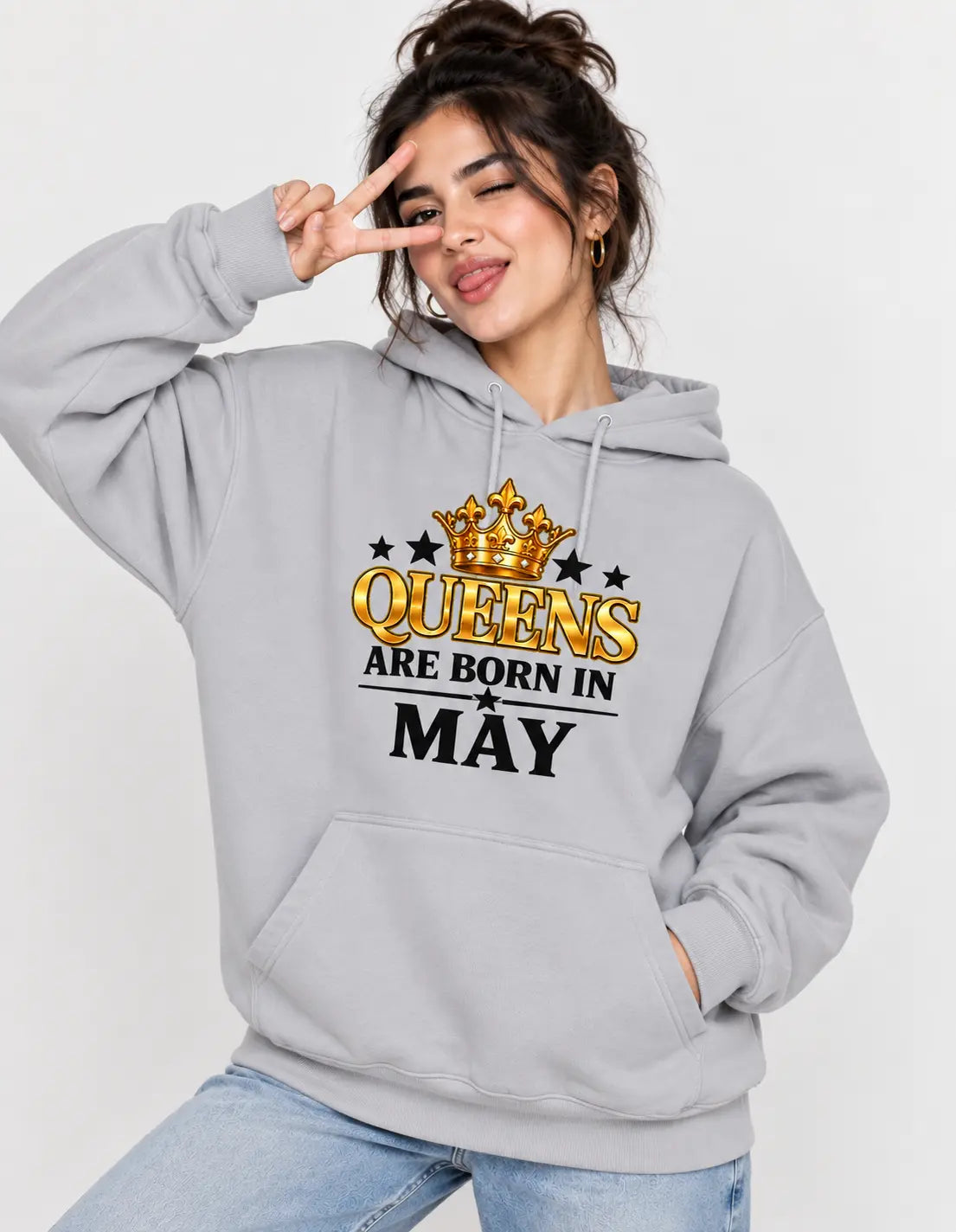 Queens are born in May grey hoodie