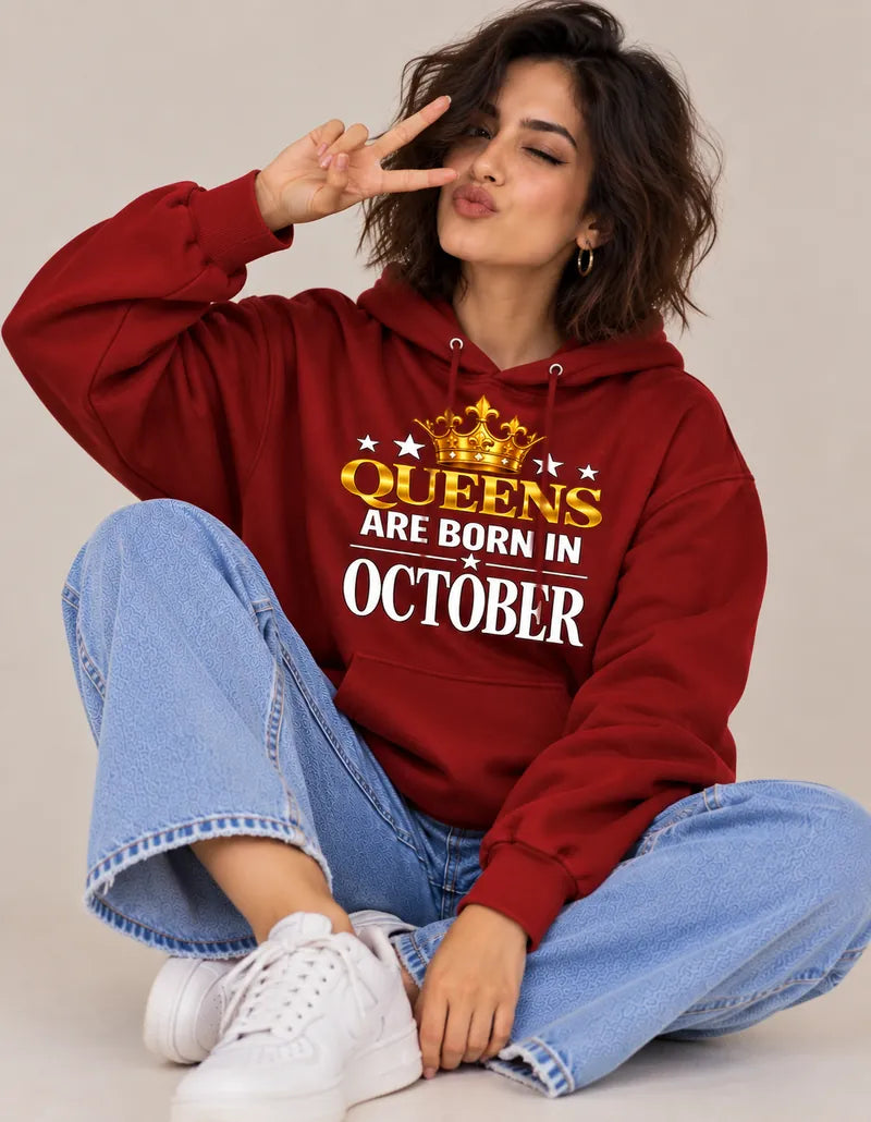 Queens are born in October Red hoodie