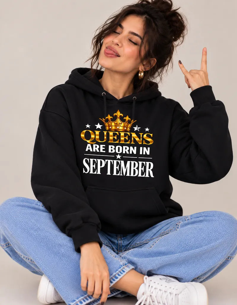 Queens are born in September Black hoodie