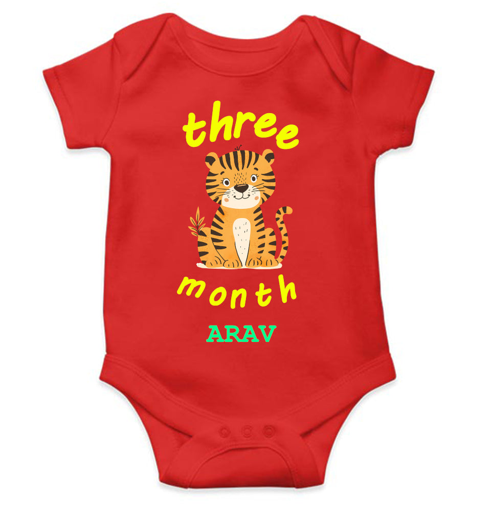 Custom Name Three Month Rompers for Baby Boy- FunkyTeesClub