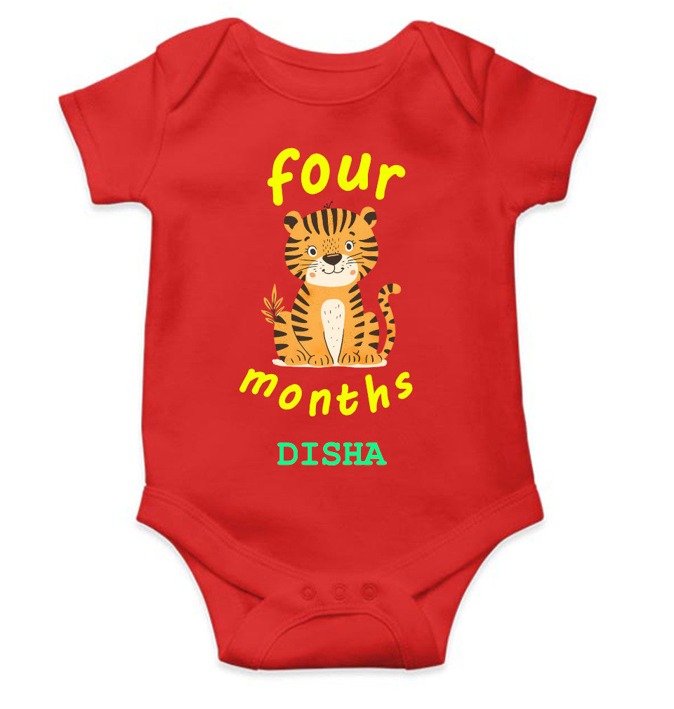 Custom Name Four Month Rompers for Baby Girl- FunkyTeesClub