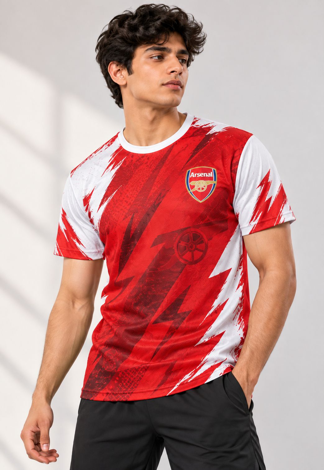Red and white custom AOP sports T-shirt for men