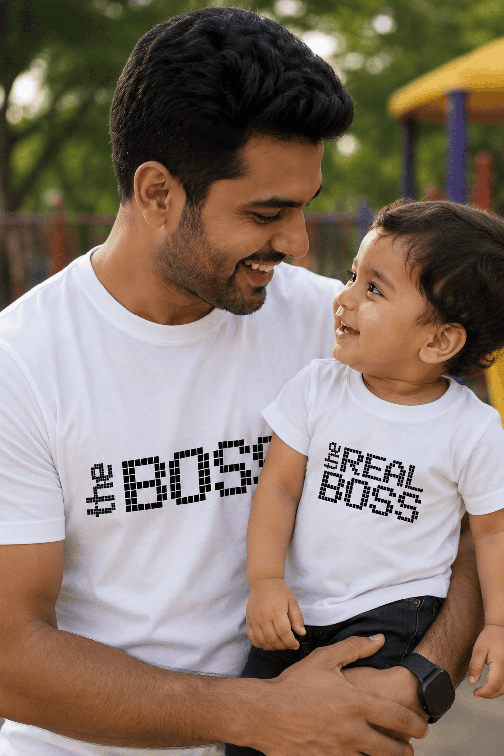 The Boss The Real Boss Father and Son Matching T-Shirt- FunkyTeesClub