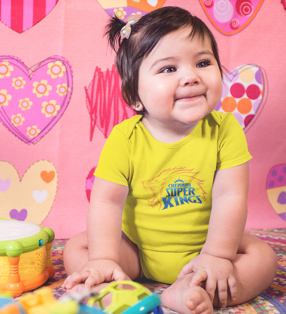 IPL CSK Chennai SuperKings Rompers for Baby Girl- FunkyTeesClub