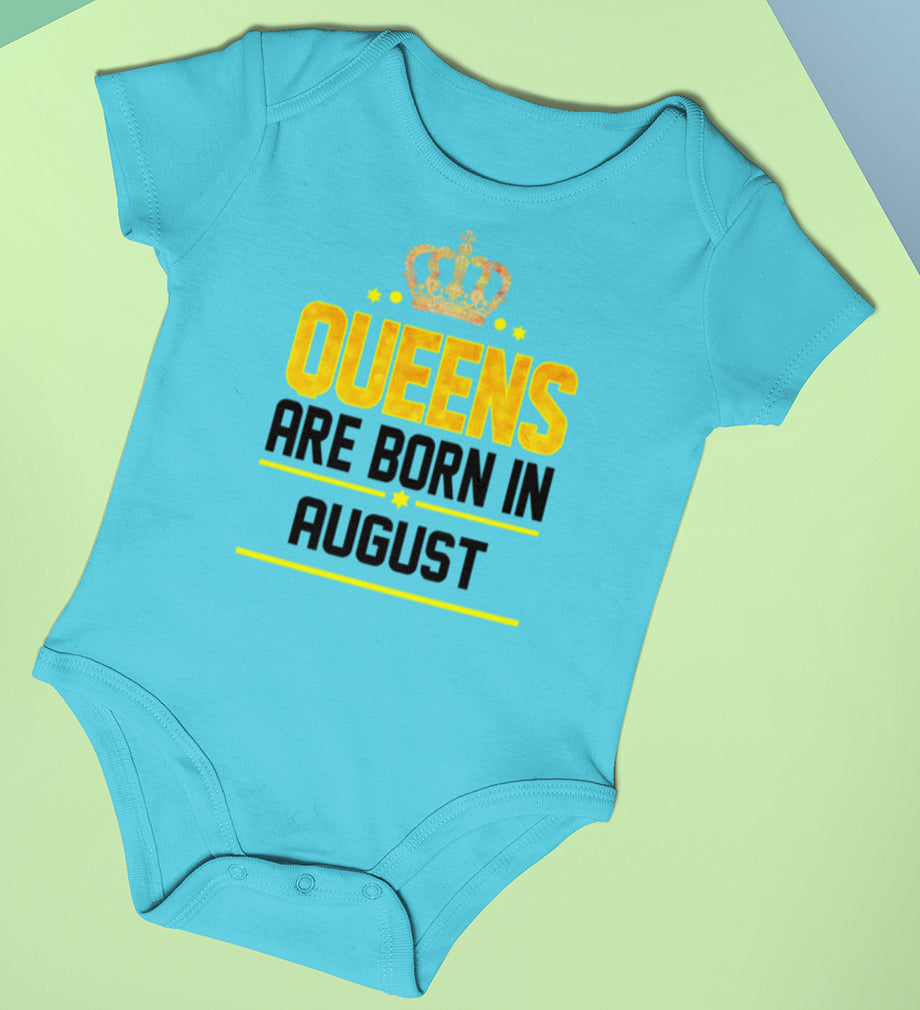 Queens Are Born In August Rompers for Baby Girl- FunkyTeesClub