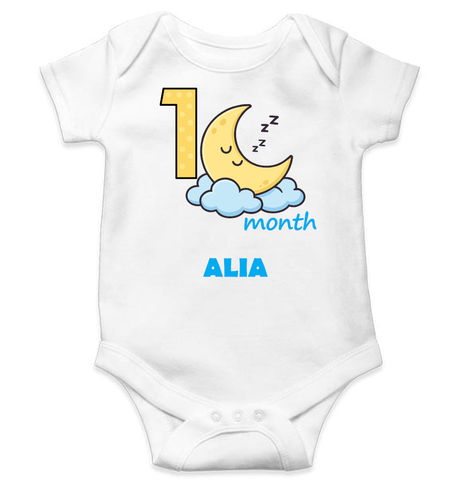 Custom Name First Month Rompers for Baby Girl- FunkyTeesClub