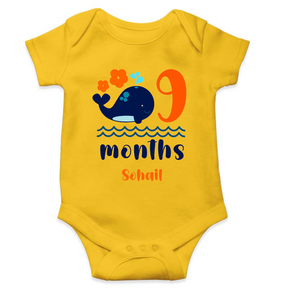 Custom Name Ninth Month Rompers for Baby Boy- FunkyTeesClub