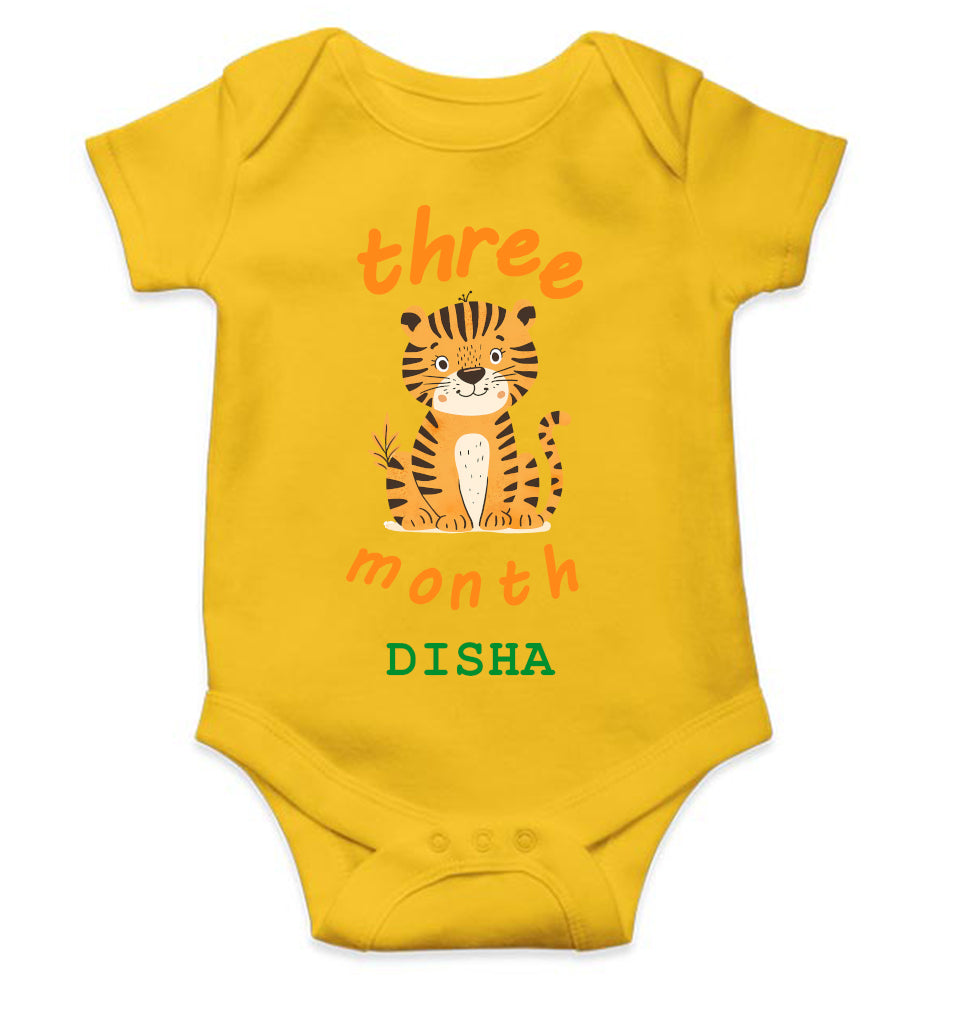 Custom Name Three Month Rompers for Baby Girl- FunkyTeesClub