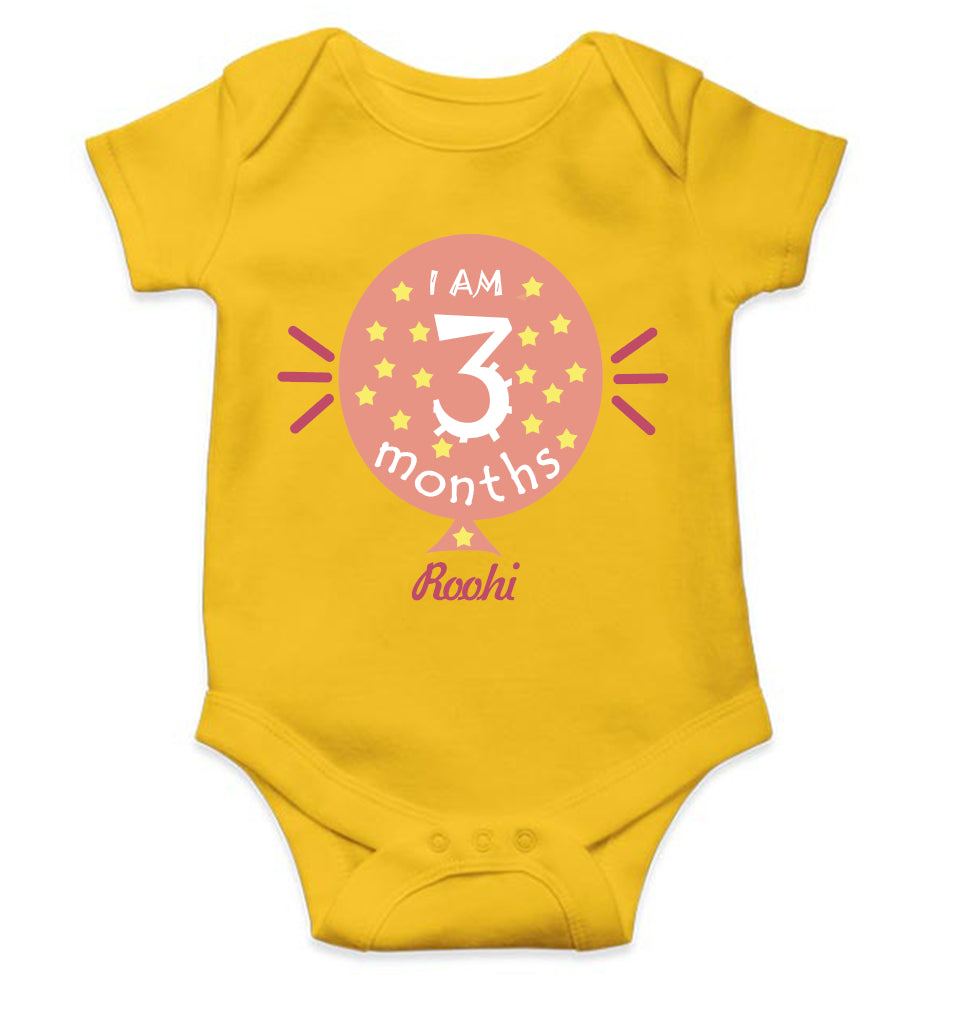 Custom Name I Am Three Month Rompers for Baby Girl- FunkyTeesClub