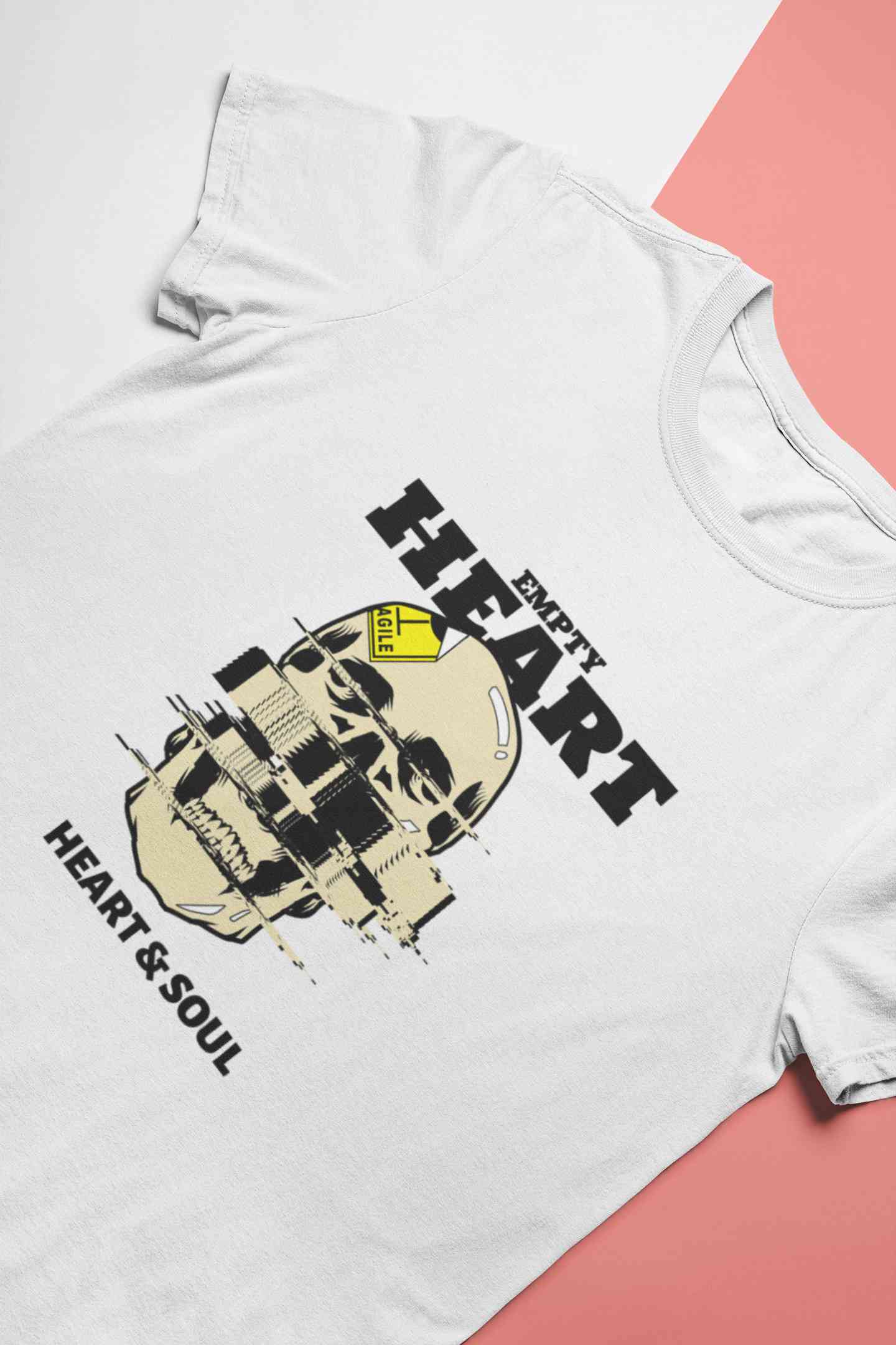Skull Empty Heart And Soul Graphic Mens Half Sleeves T-shirt- FunkyTeesClub