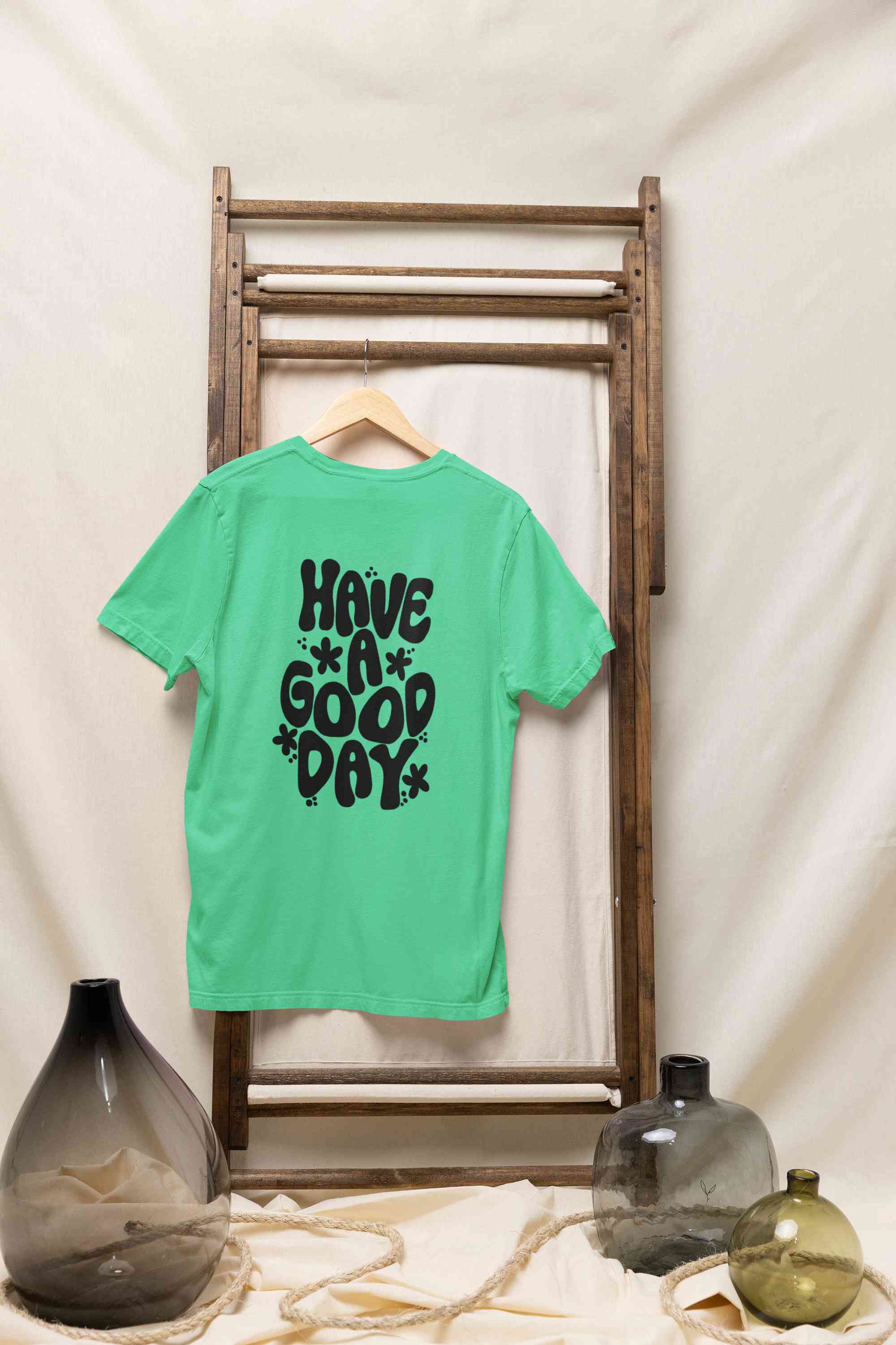 Have A Good Day Typography Back Print Women Half Sleeves T-shirt- FunkyTeesClub