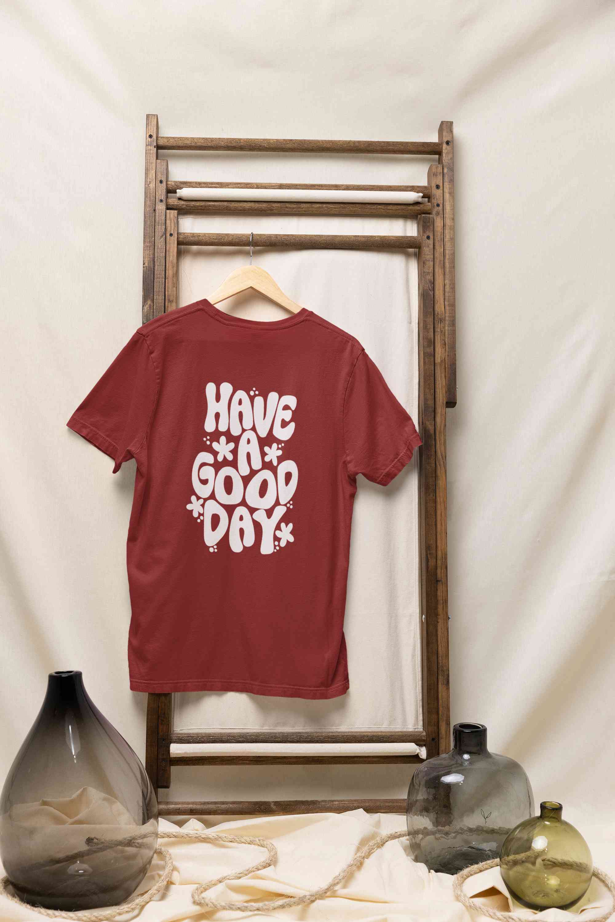 Have A Good Day Typography Back Print Women Half Sleeves T-shirt- FunkyTeesClub