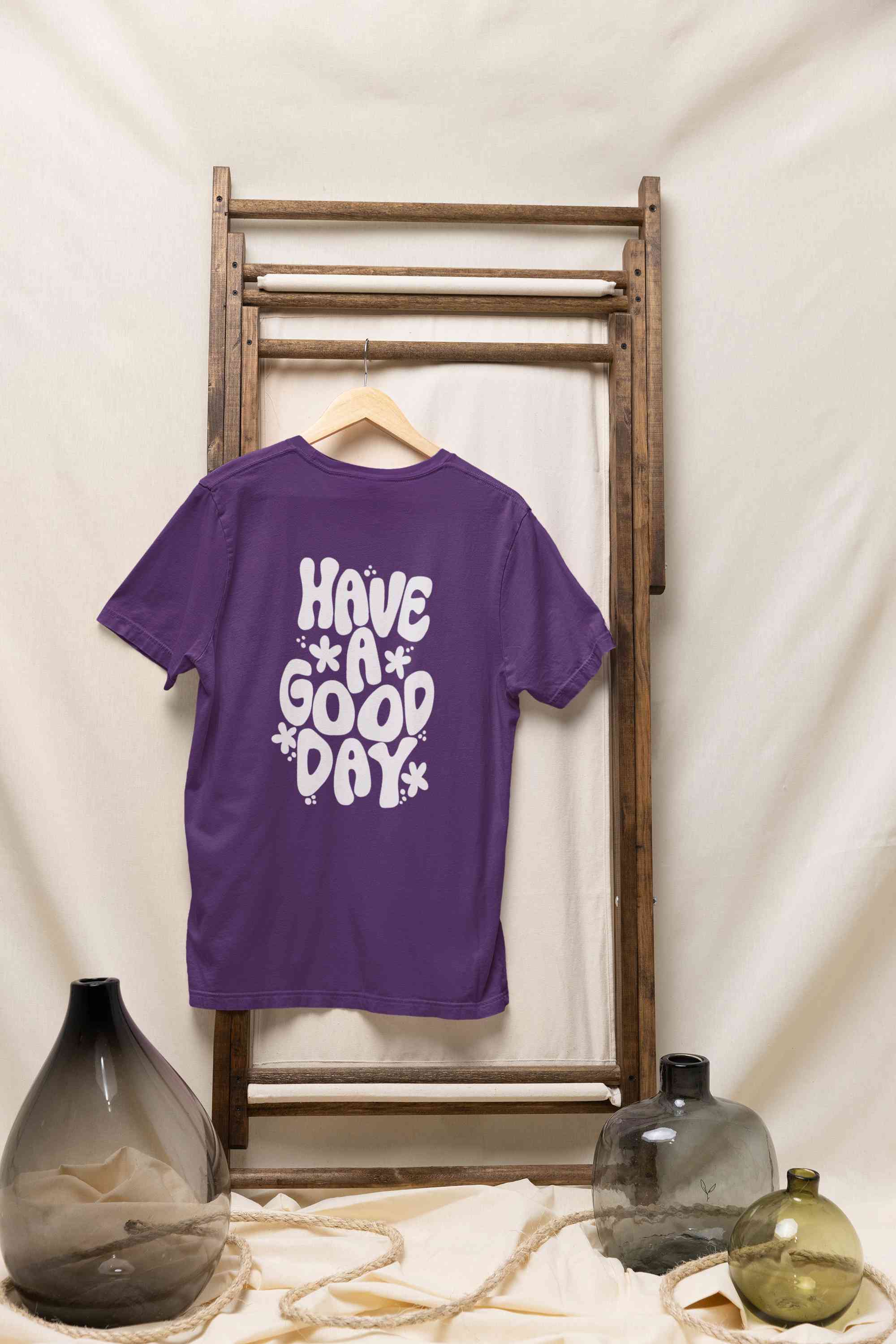 Have A Good Day Typography Back Print Women Half Sleeves T-shirt- FunkyTeesClub