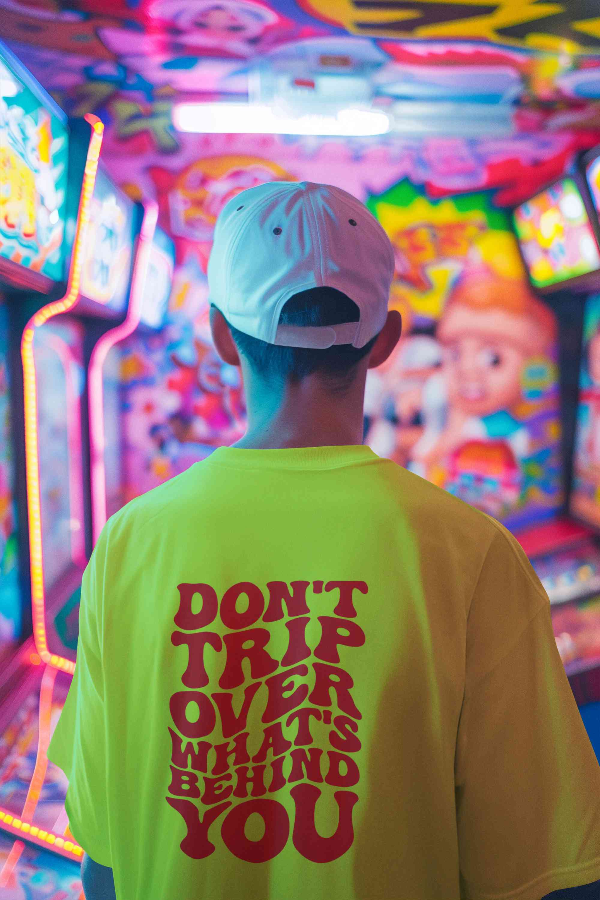 Dont Trip Over Whats Behind You Typography Back Print Mens Half Sleeves T-shirt- FunkyTeesClub