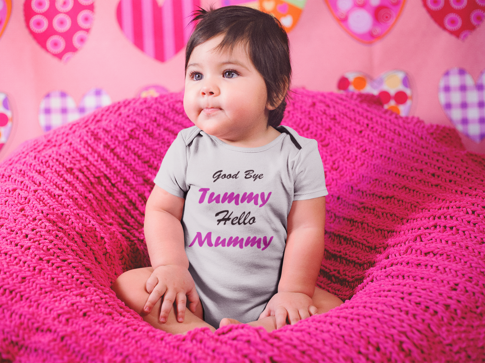 Good Bye Tummy Hello Mummy Rompers for Baby Girl - FunkyTeesClub