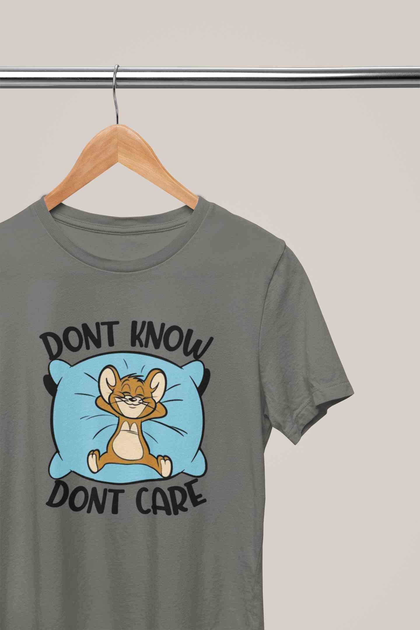 Funny Cartoon Dont Care Women Half Sleeves T-shirt- FunkyTeesClub