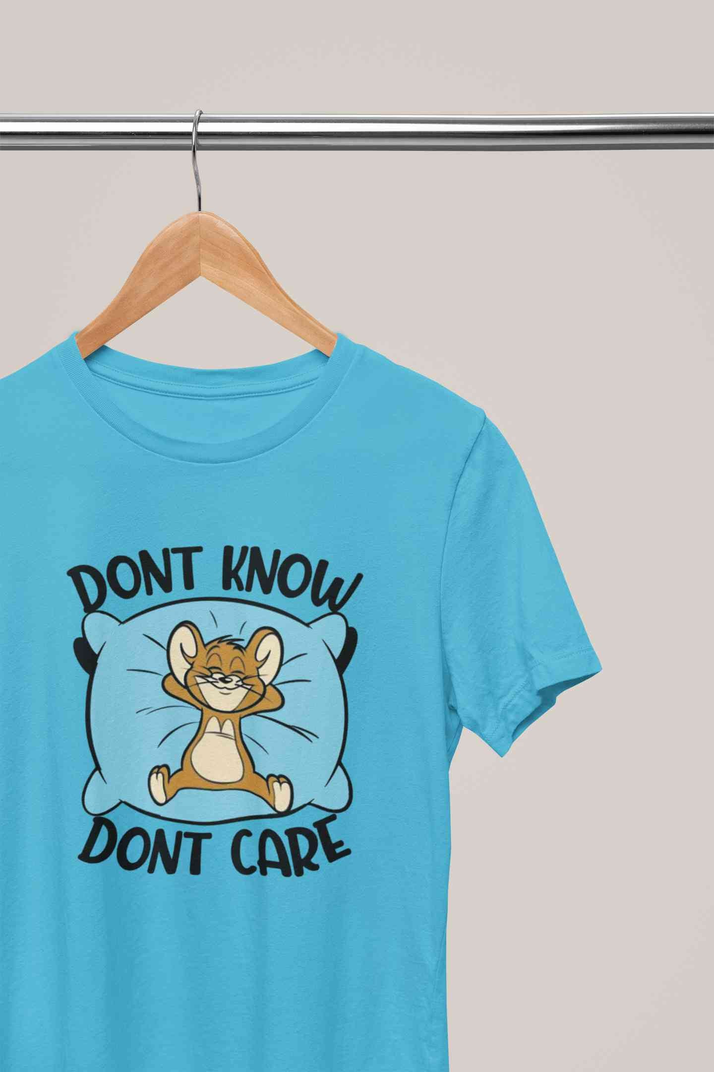 Funny Cartoon Dont Care Mens Half Sleeves T-shirt- FunkyTeesClub
