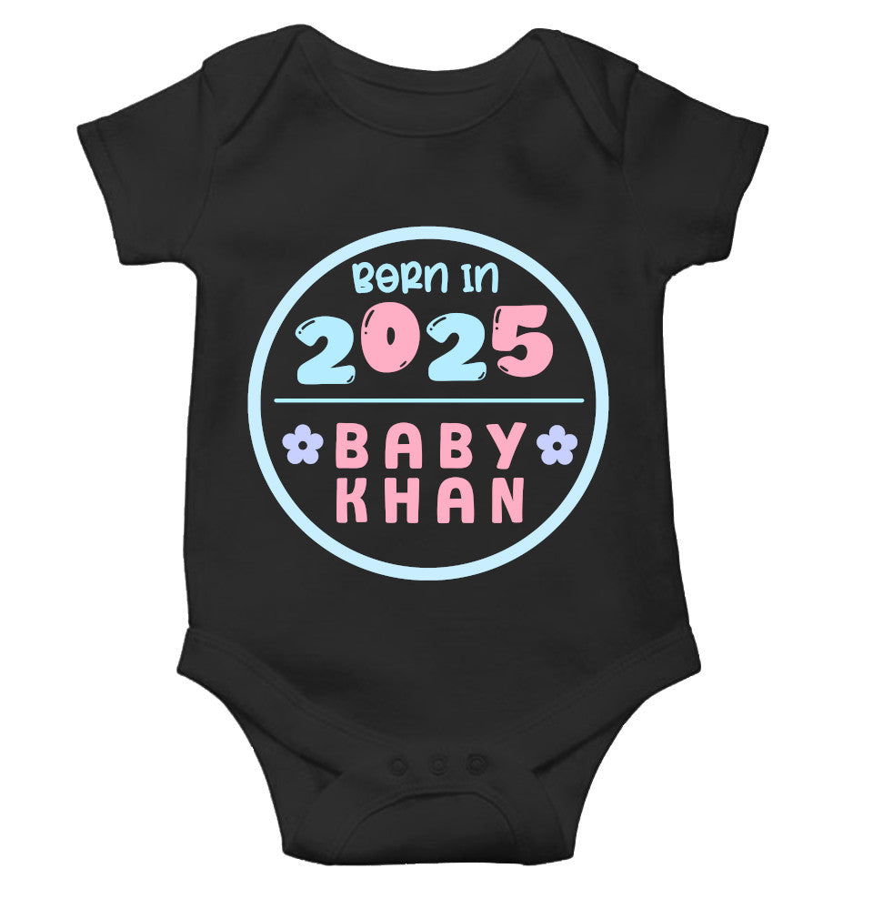 Custom Name Baby Surname And Year New Born Rompers for Baby Girl- FunkyTeesClub