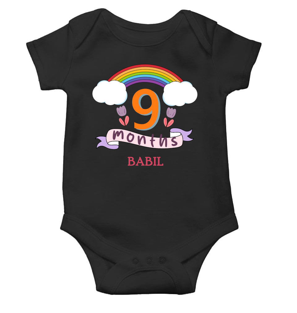 Custom Name Ninth Month Rompers for Baby Boy- FunkyTeesClub