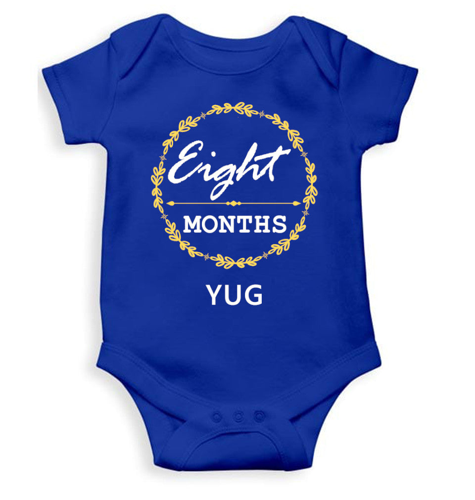 Custom Name Eight Months Rompers for Baby Boy- FunkyTeesClub