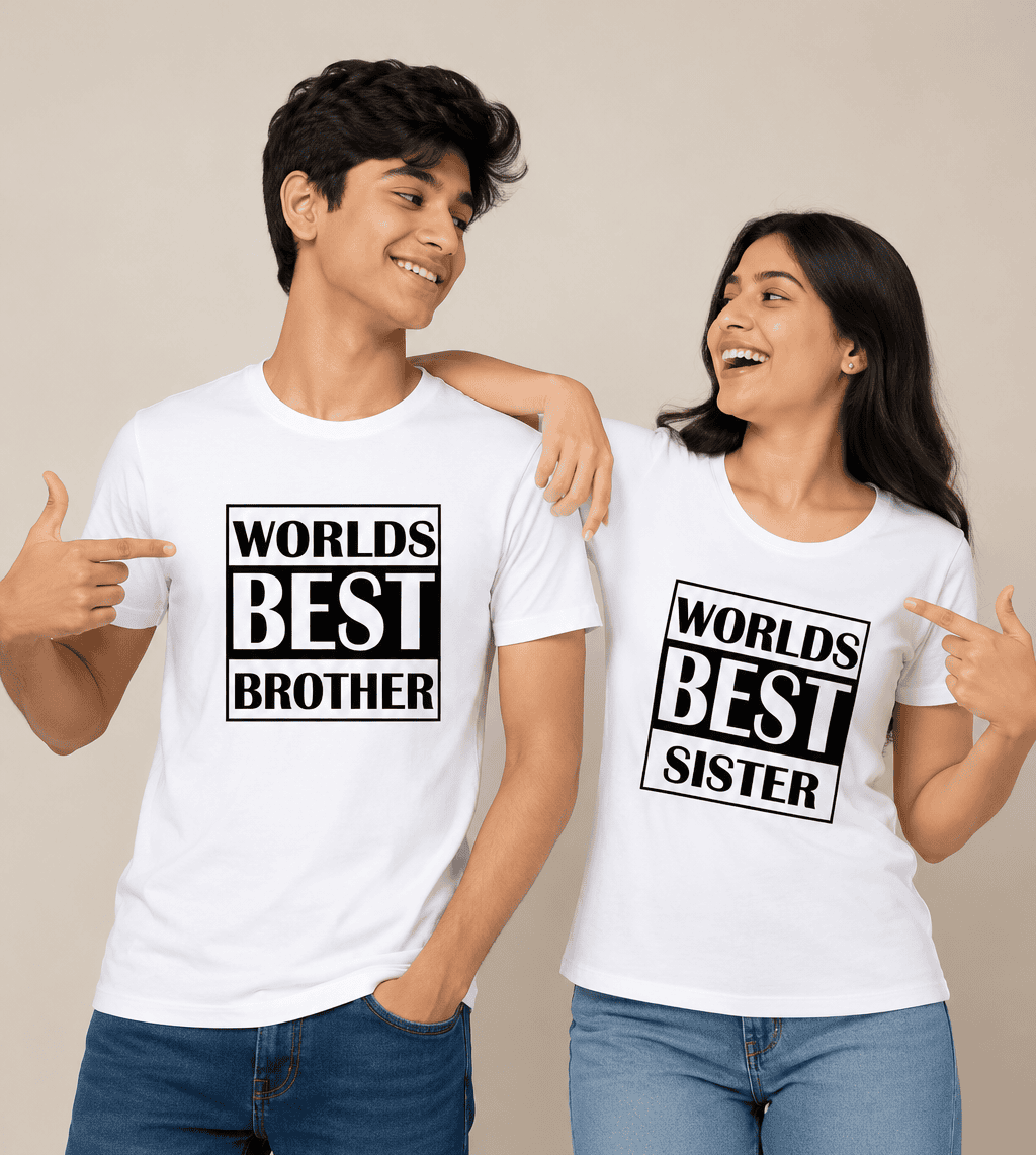 Worlds Best Brother-Sister Half Sleeves T-Shirts -FunkyTees