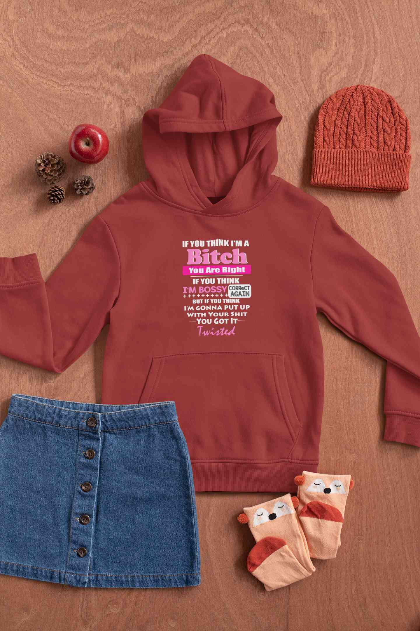 Bossy Bitch Attitude Hoodies for Women-FunkyTeesClub