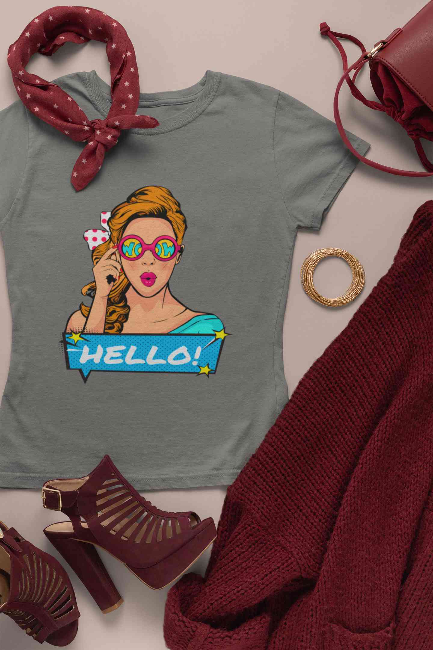 Pop Art Surprised Women Half Sleeves T-shirt- FunkyTeesClub