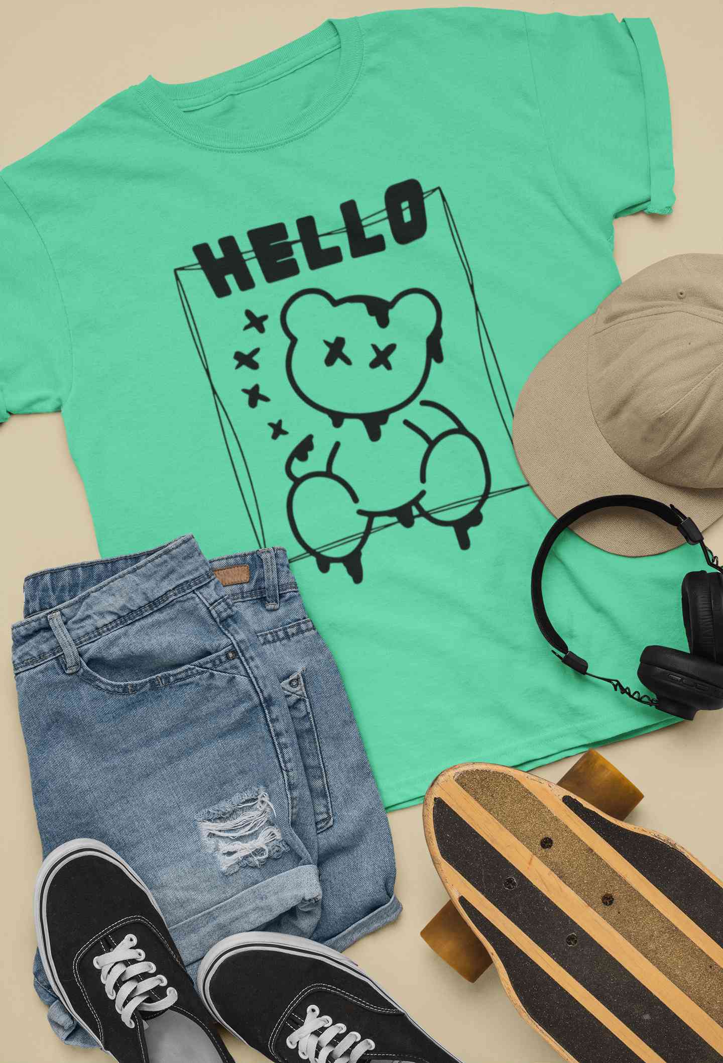 Hello Graphic Mens Half Sleeves T-shirt- FunkyTeesClub