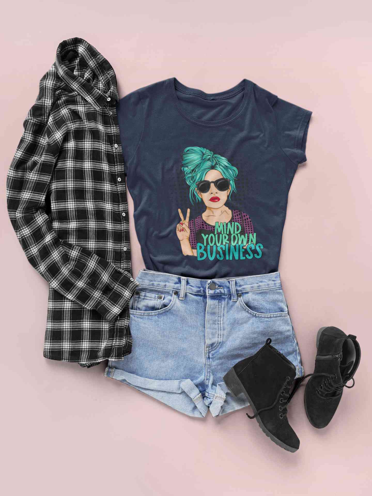 Pop Art Mind Your Own Business Women Half Sleeves T-shirt- FunkyTeesClub
