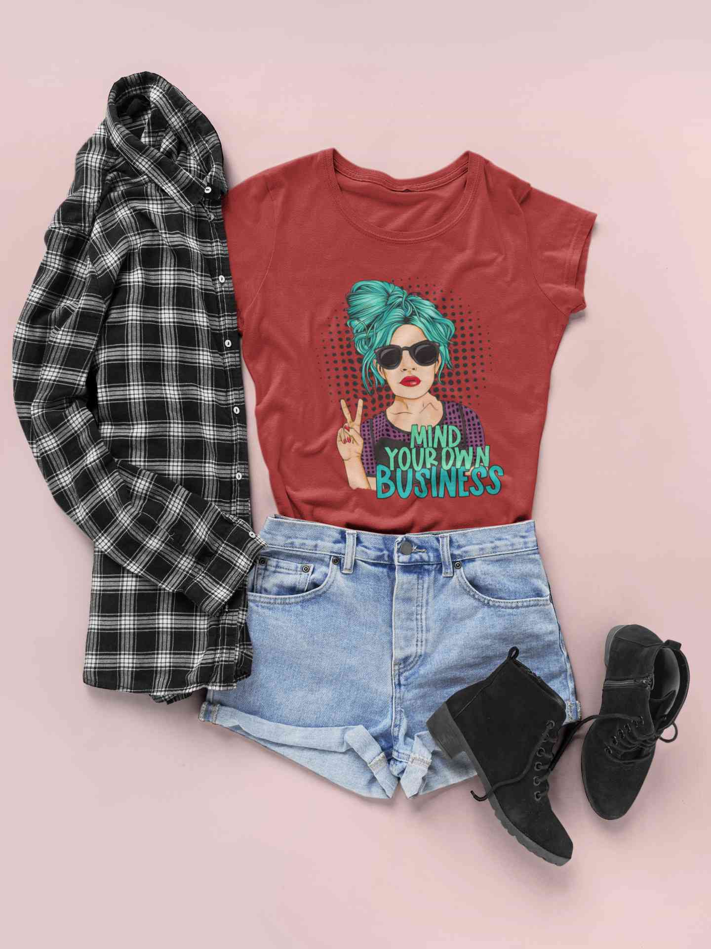 Pop Art Mind Your Own Business Women Half Sleeves T-shirt- FunkyTeesClub