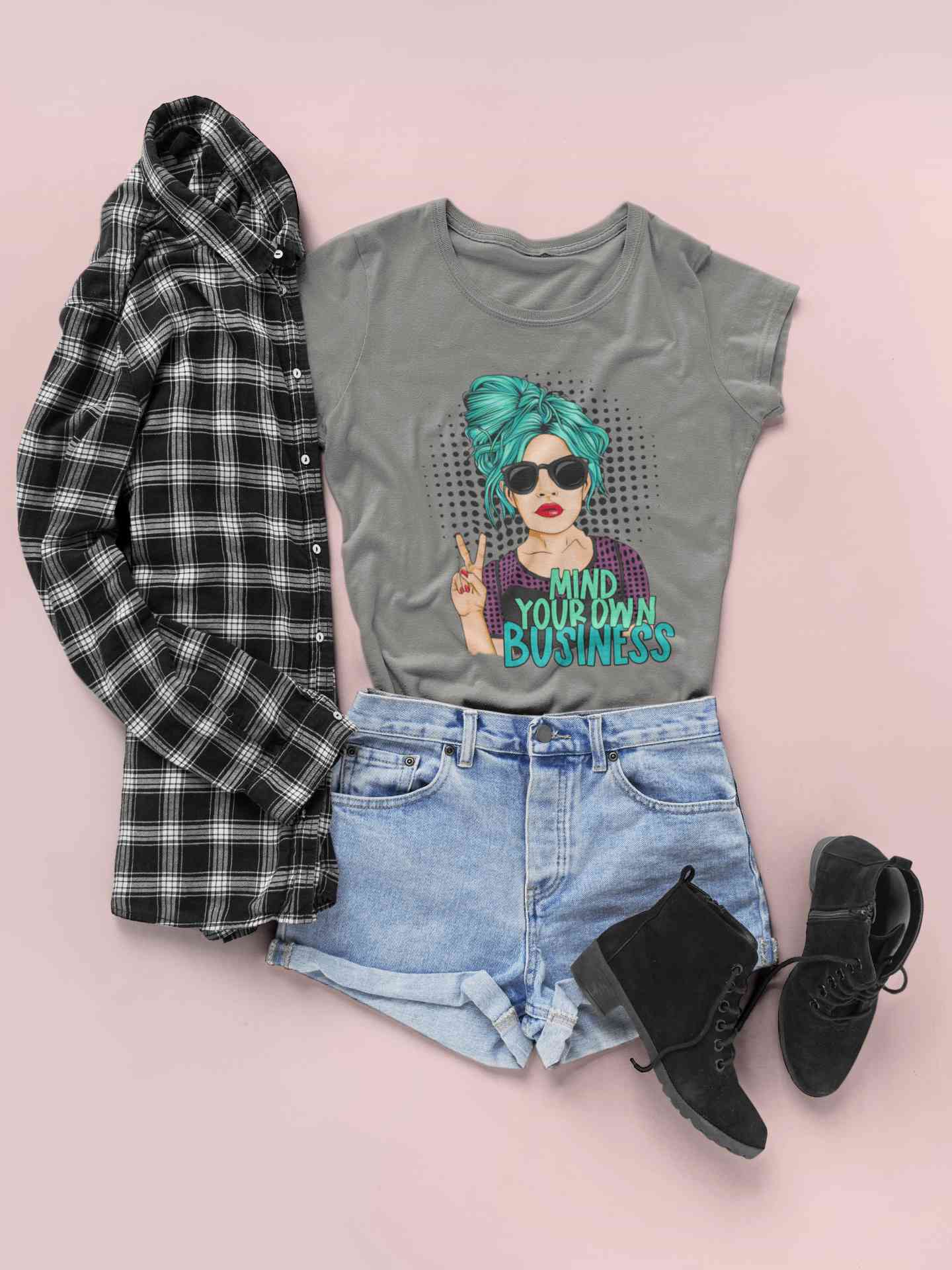 Pop Art Mind Your Own Business Women Half Sleeves T-shirt- FunkyTeesClub