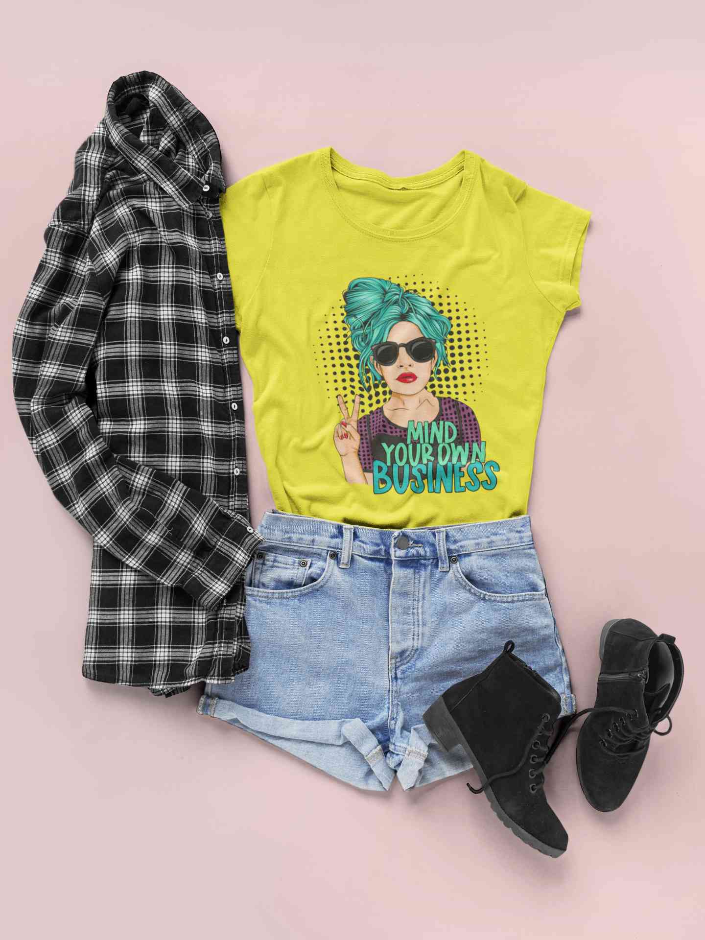 Pop Art Mind Your Own Business Women Half Sleeves T-shirt- FunkyTeesClub