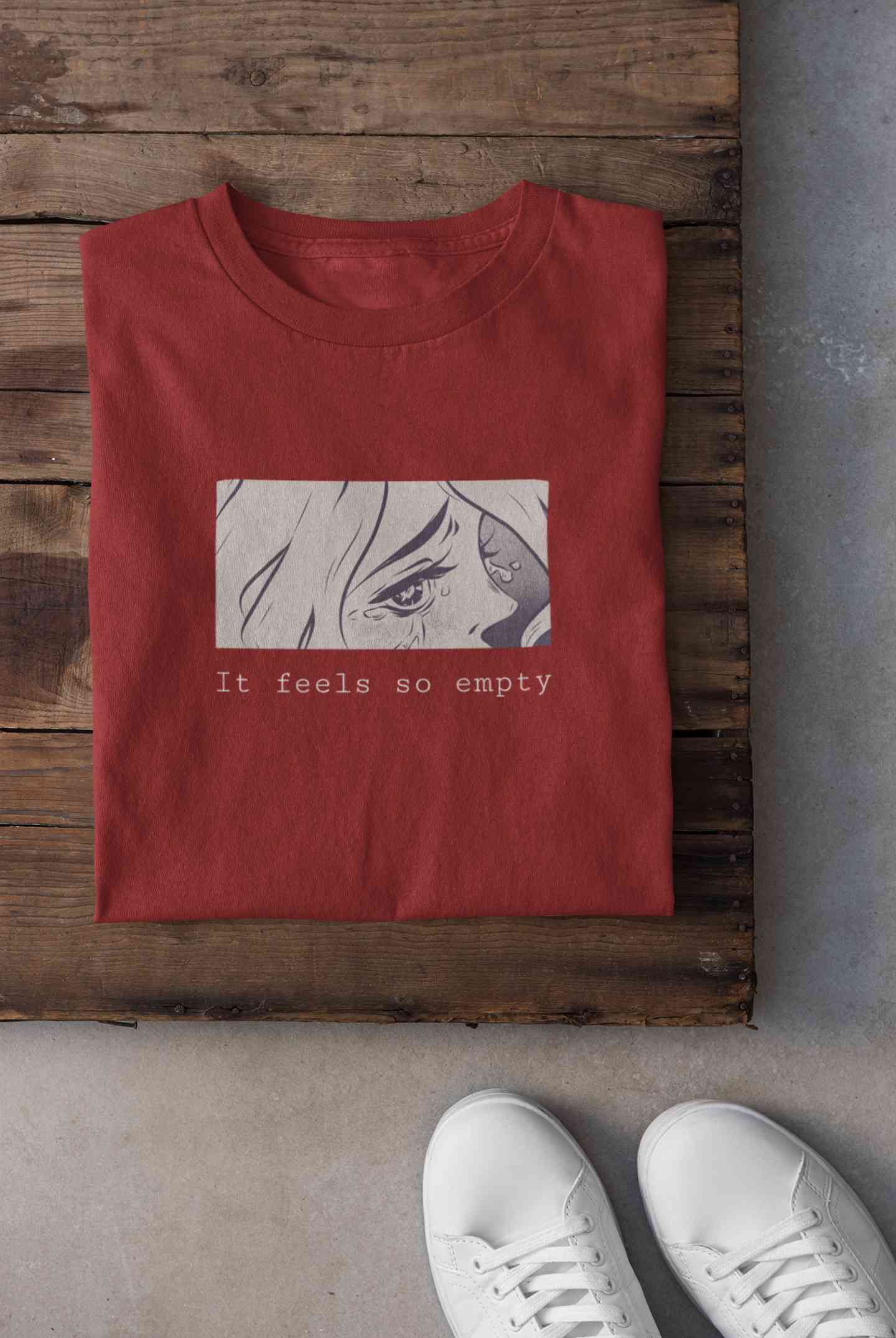 I feel So Empty Sad Manga Anime Theme Women Half Sleeves T-shirt- FunkyTeesClub