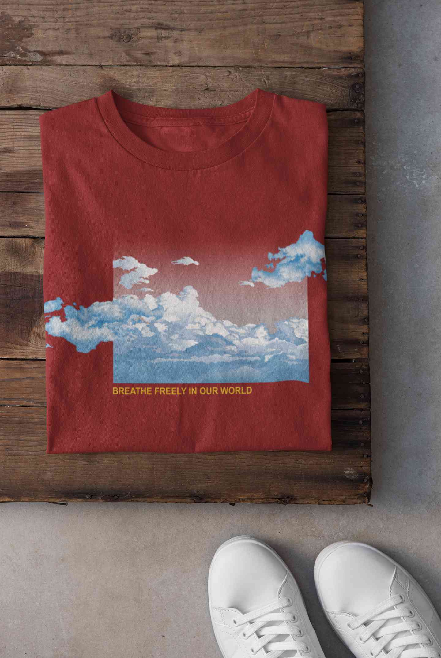 Cloud And Slogan Print Mens Half Sleeves T-shirt- FunkyTeesClub