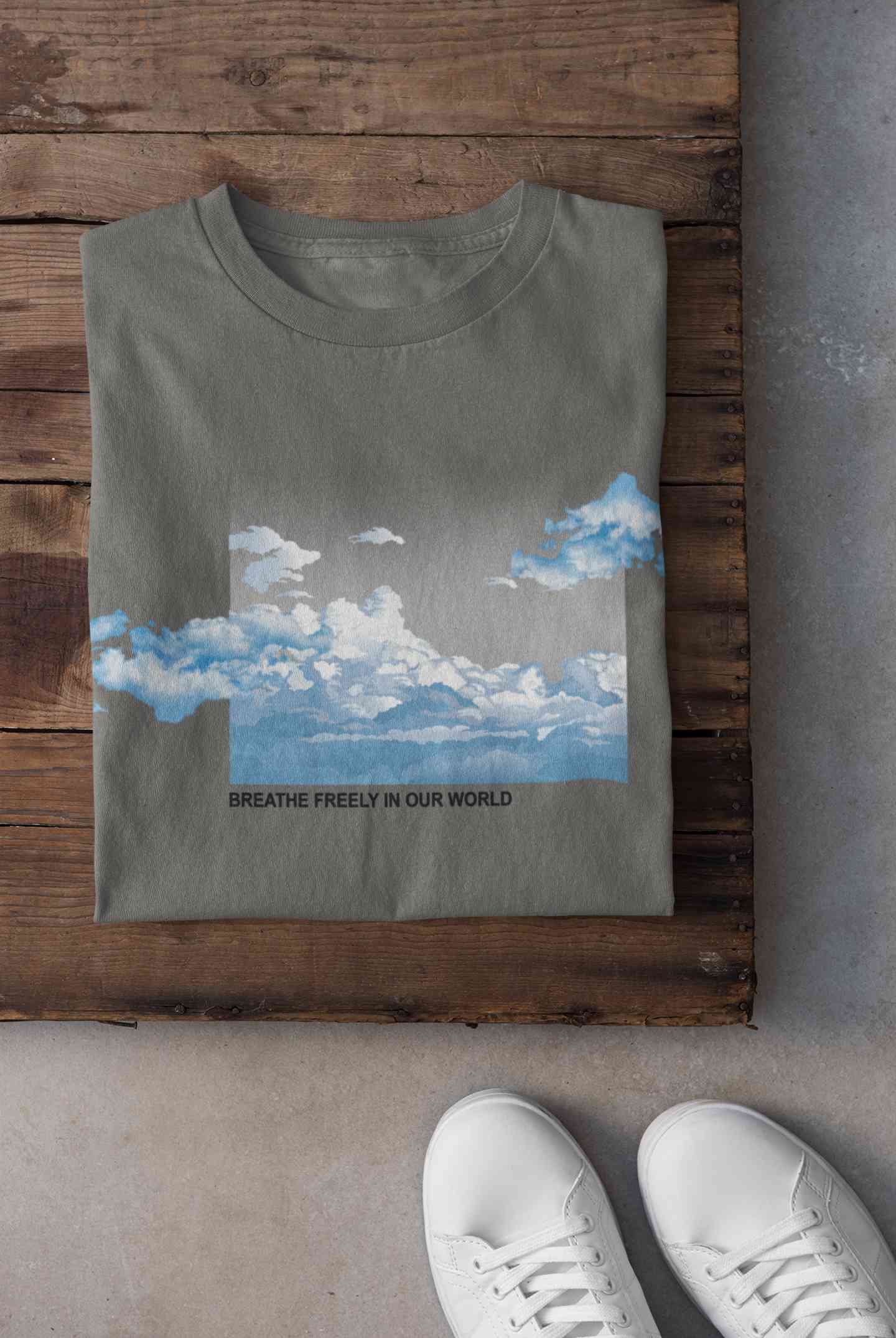 Cloud And Slogan Print Mens Half Sleeves T-shirt- FunkyTeesClub