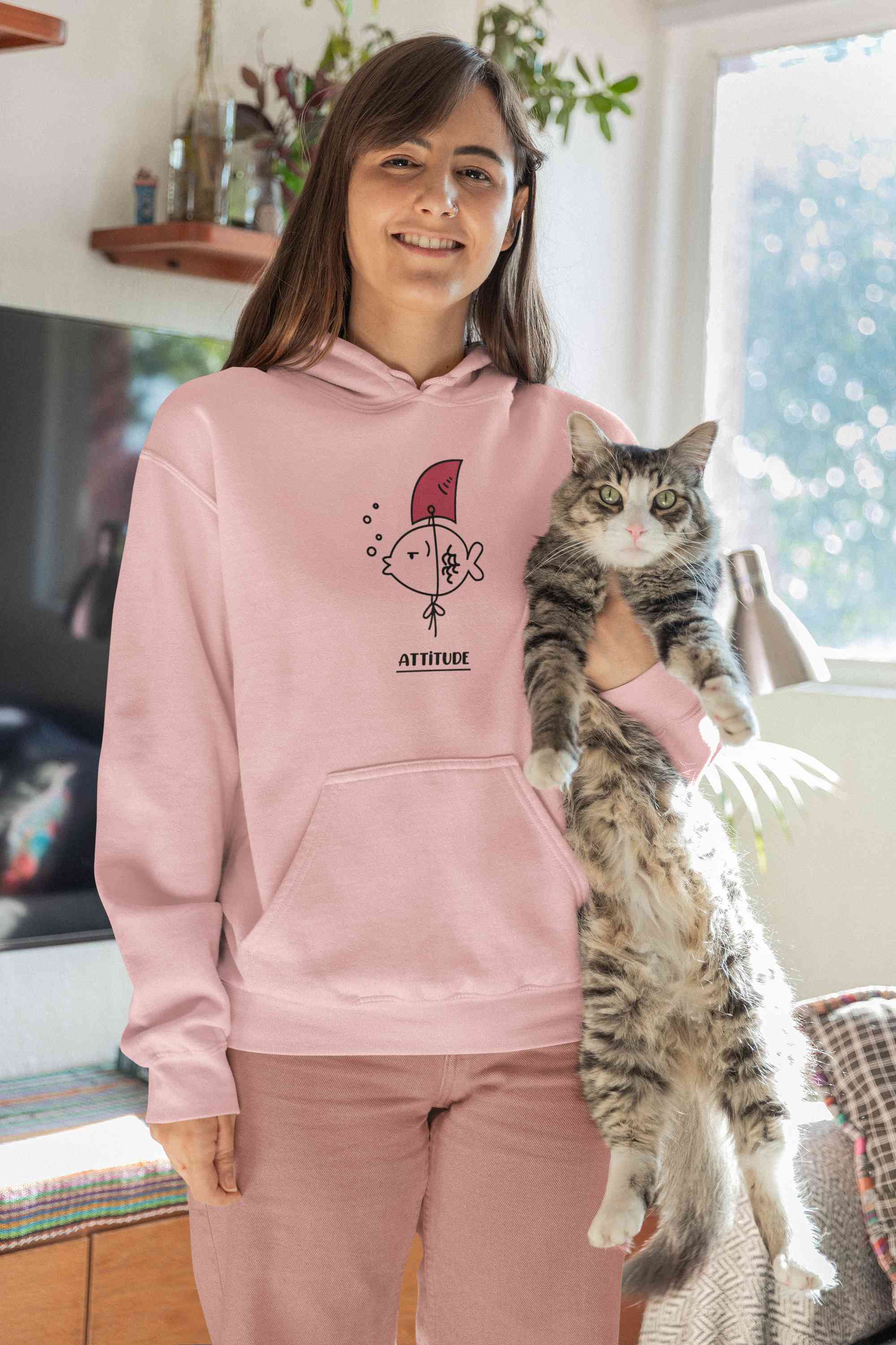 Shark Attitude Funny Cartoon Graphics Hoodies for Women-FunkyTeesClub