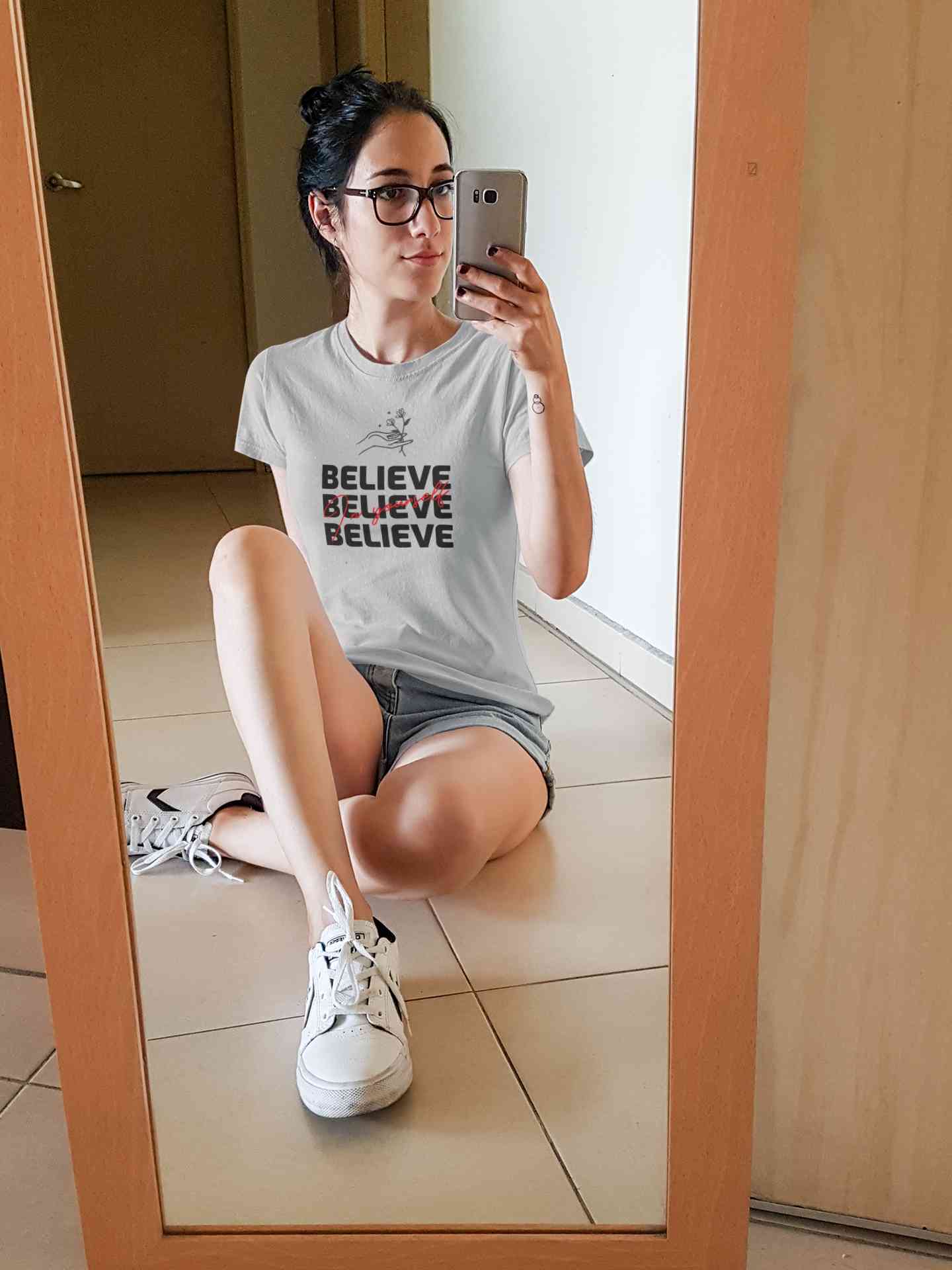 Believe In Yourself Typography Women Half Sleeves T-shirt- FunkyTeesClub