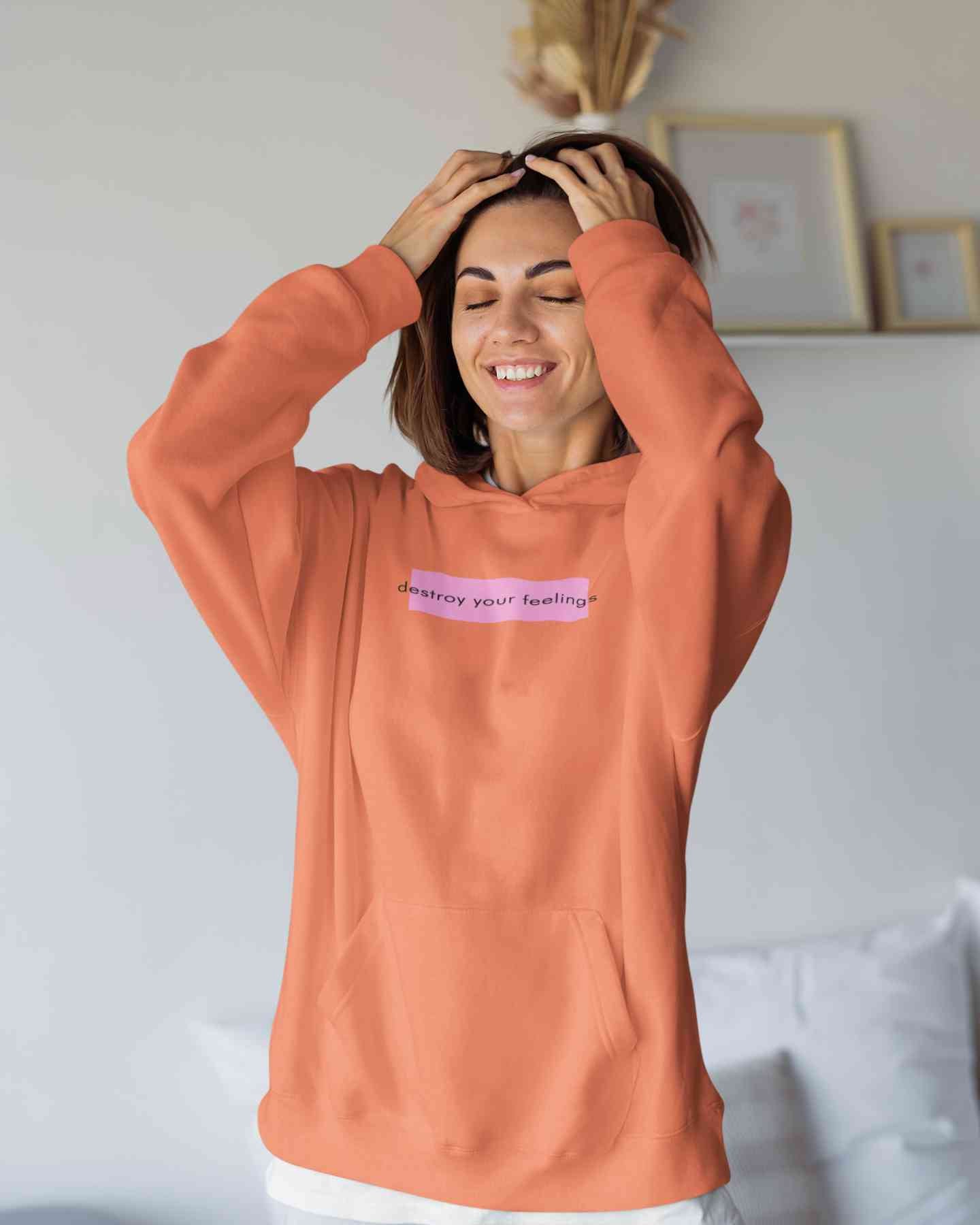 Destroy Your Feelings Minimals Hoodies for Women-FunkyTeesClub