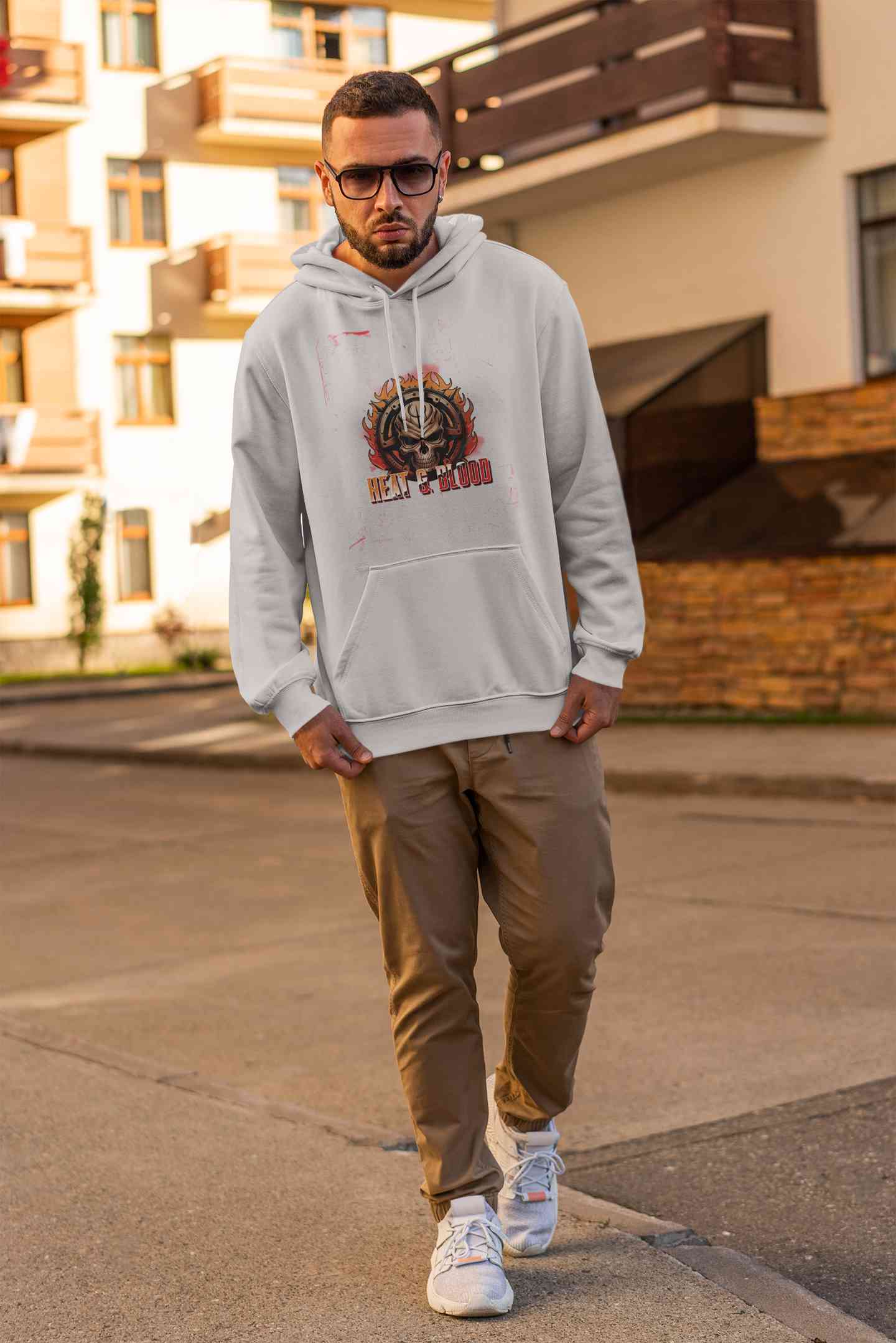Flaming Skull Men Hoodies-FunkyTeesClub