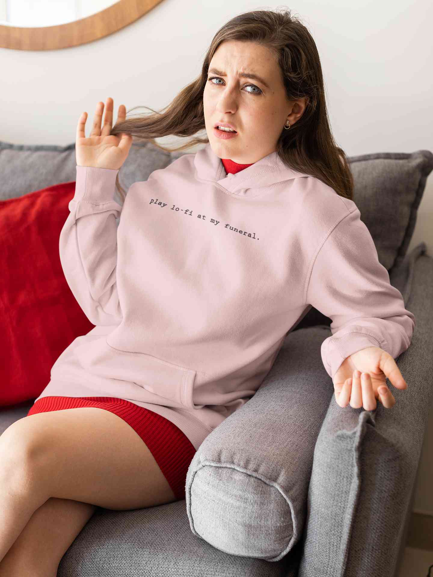 Play Lofi At My Funeral Minimals Hoodies for Women-FunkyTeesClub