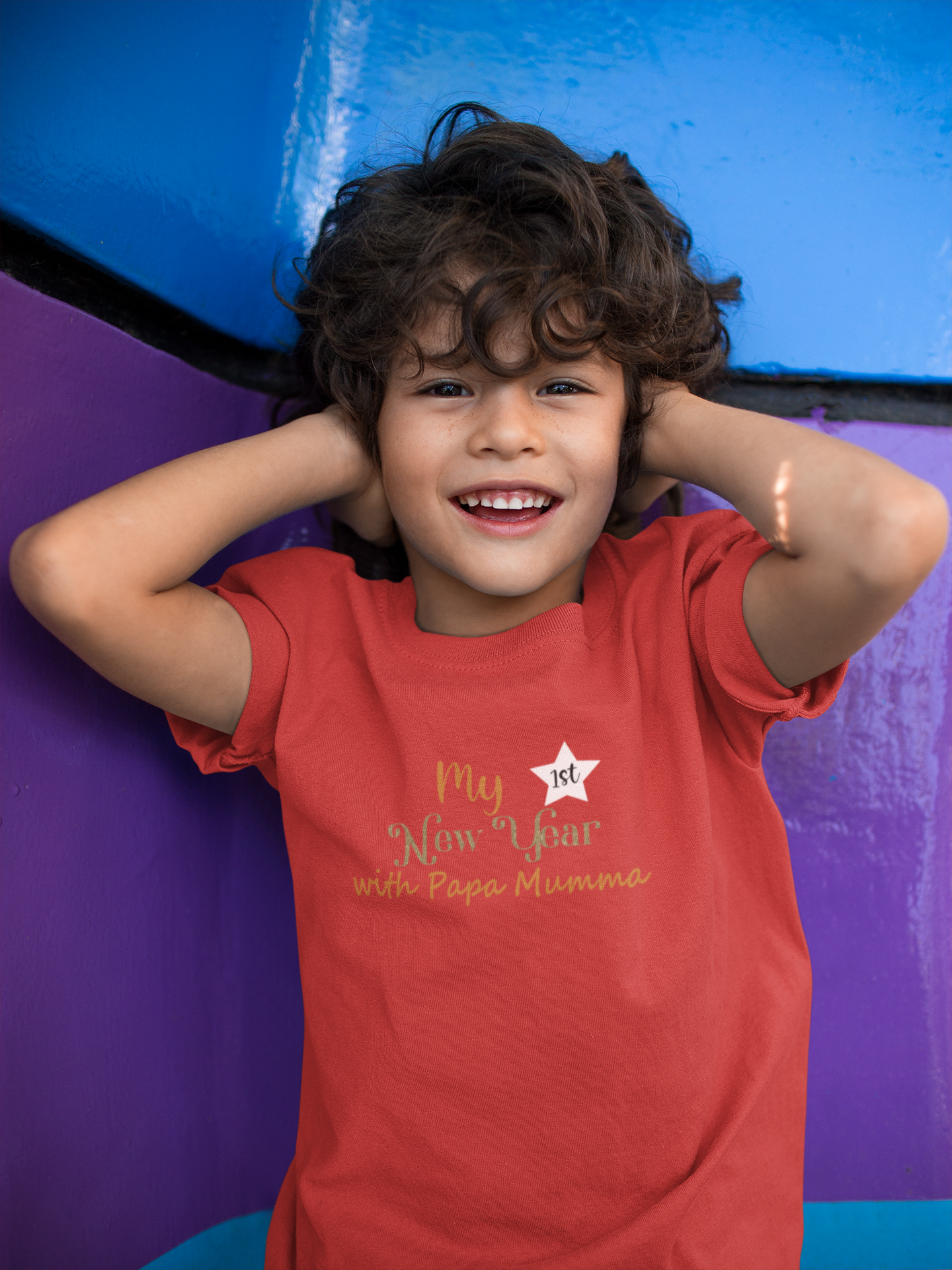 First New Year With Mamma Papa Half Sleeves T-Shirt for Boy-FunkyTeesClub