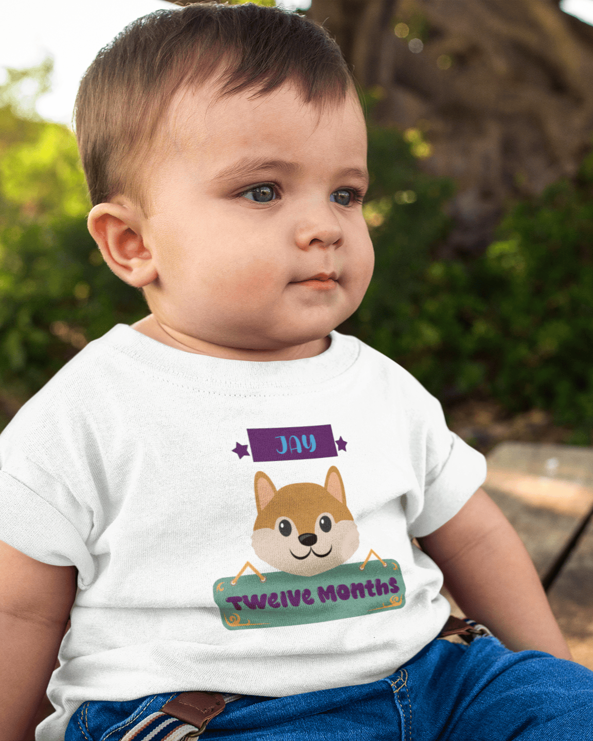 Custom Name Twelve Month Birthday Cute Half Sleeves T-Shirt for Boys -FunkyTeesClub