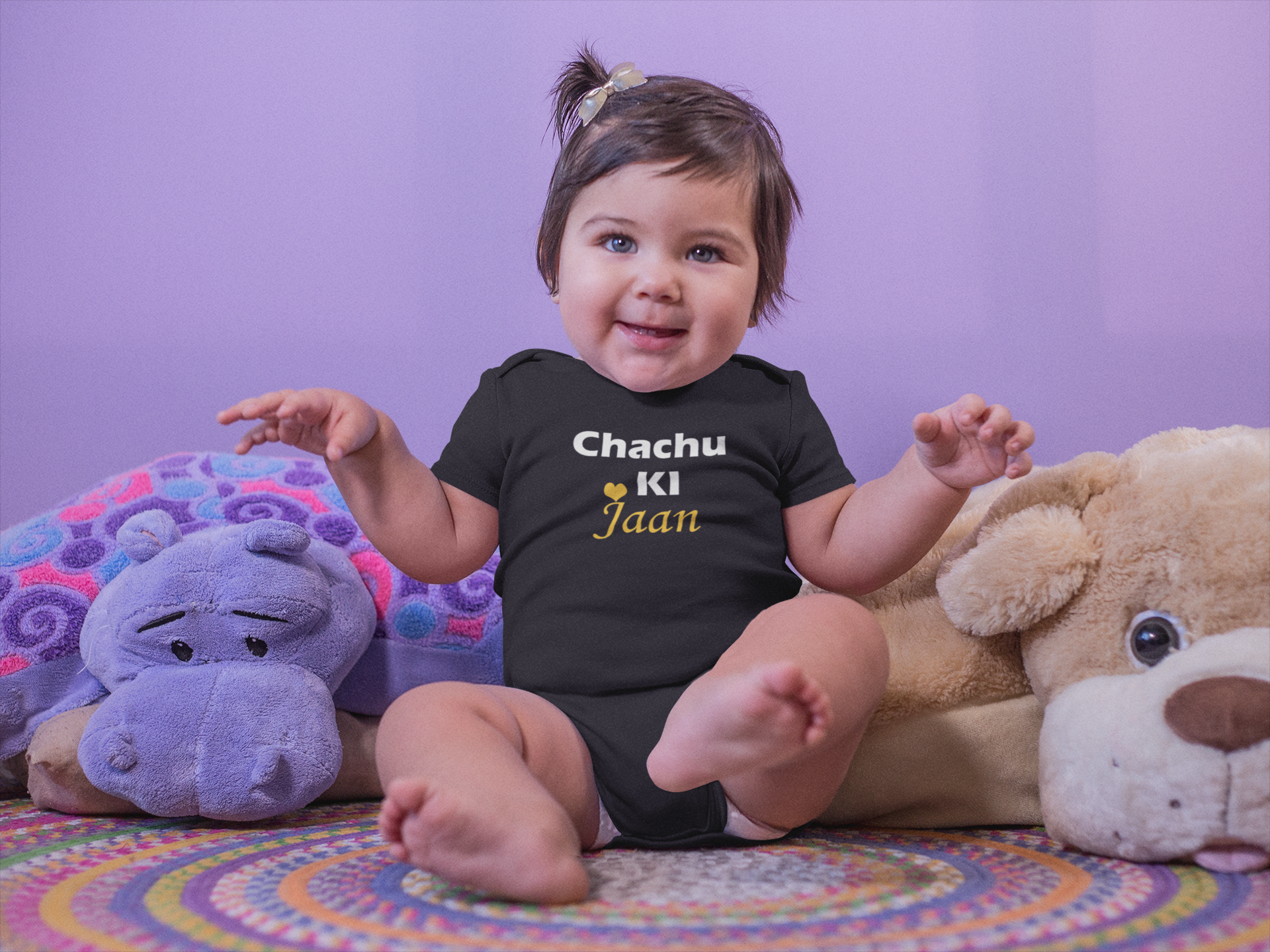 Chachu Ki Jaan Black Rompers for Baby Girl - FunkyTeesClub